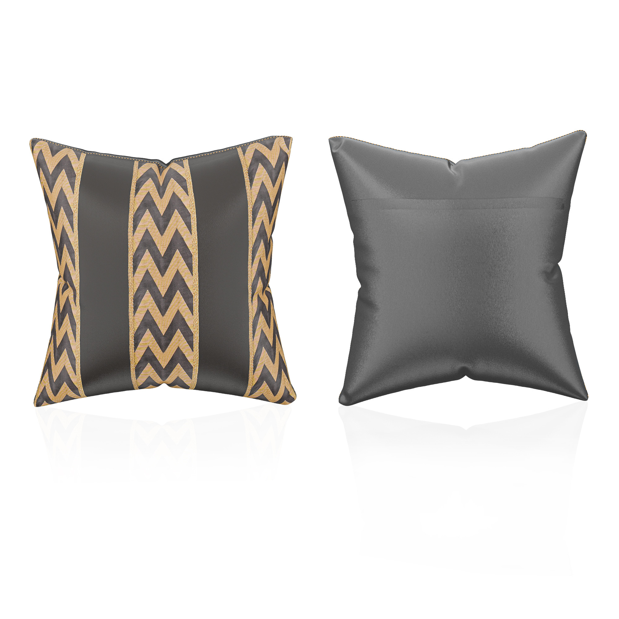 Kuber Industries Polyester Cushion Cover 24 Inch x 24 Inch Set of 2 with Zip Closure  Decorative Throw Pillow Cushion Cover for Sofa Set Bedroom and Living Room  Zig Zag 3 Stripe - Grey