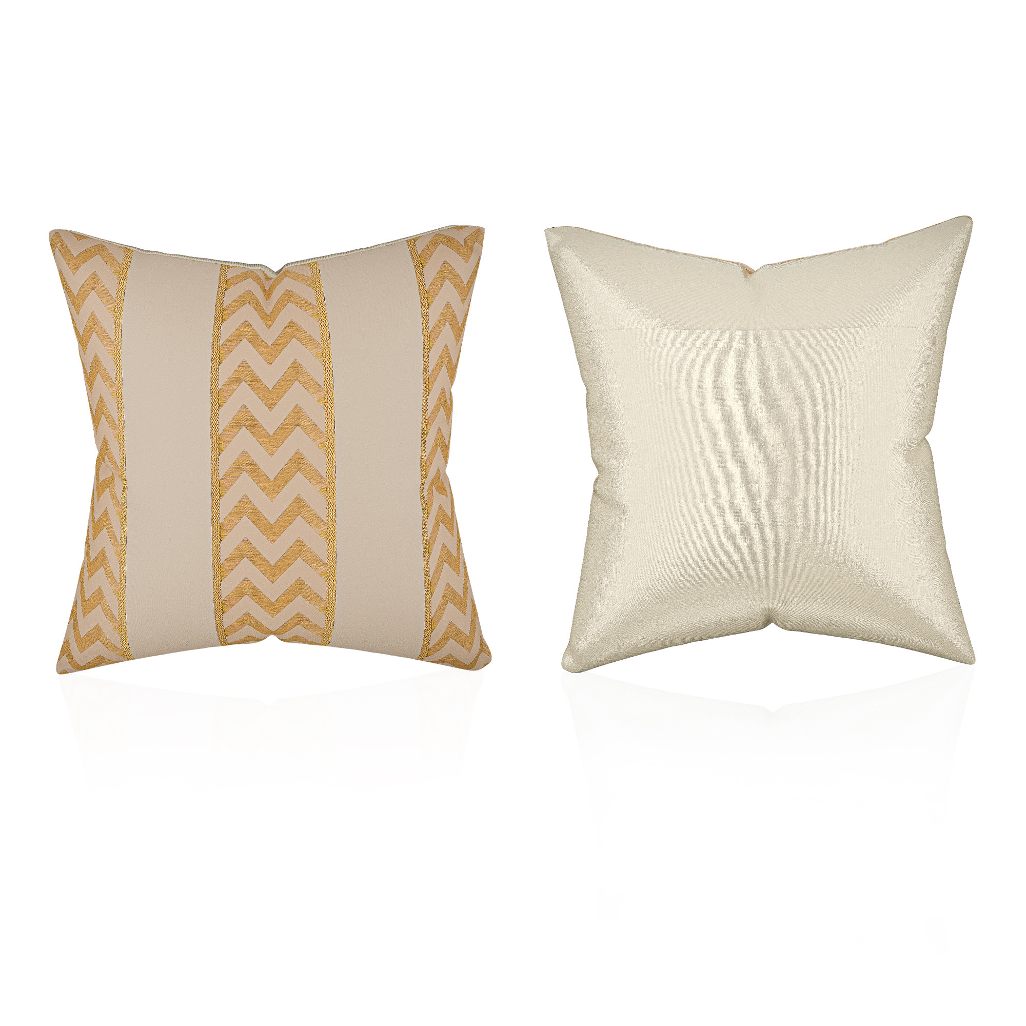 Kuber Industries Polyester Cushion Cover 24 Inch x 24 Inch Set of 2 with Zip Closure  Decorative Throw Pillow Cushion Cover for Sofa Set Bedroom and Living Room  Zig Zag 3 Stripe - Cream
