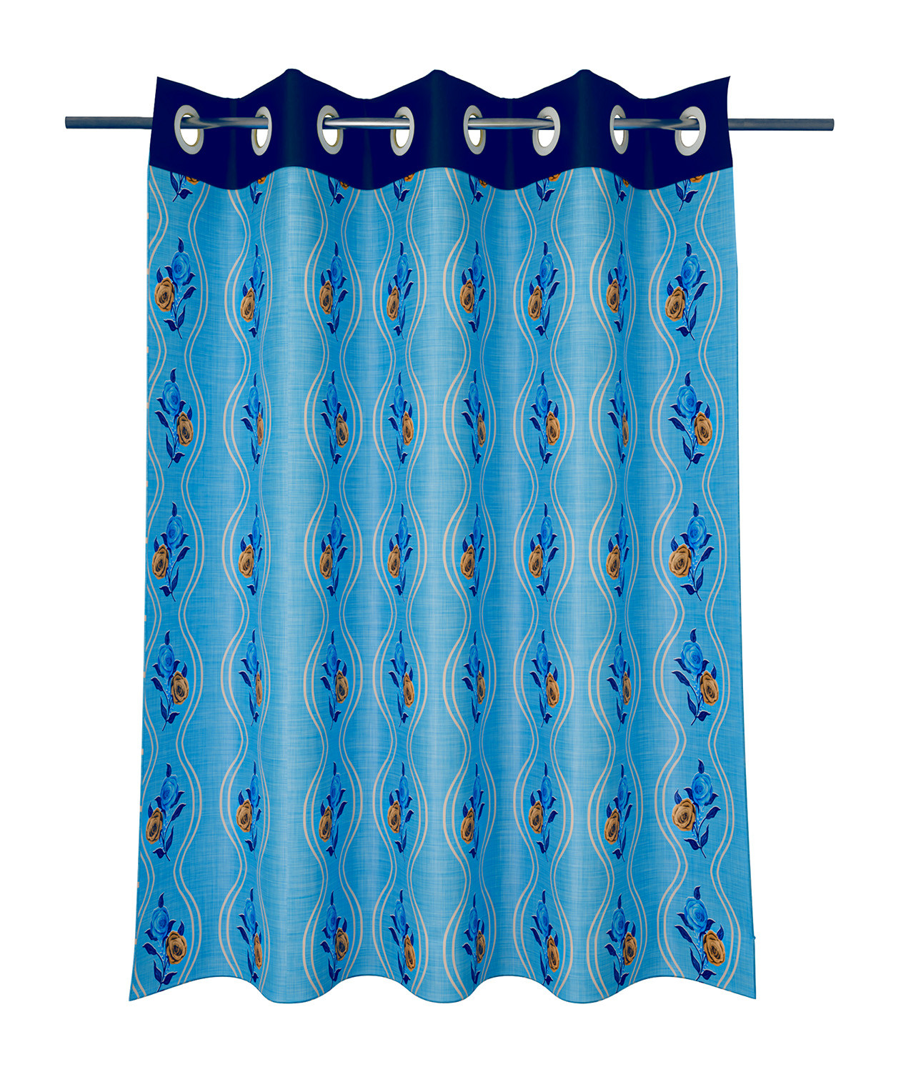 Kuber Industries Polyester Decorative 5 Feet Window Curtain | Rose Print Darkening Blackout | Drapes Curtain With 8 Eyelet For Home & Office (Sky Blue)