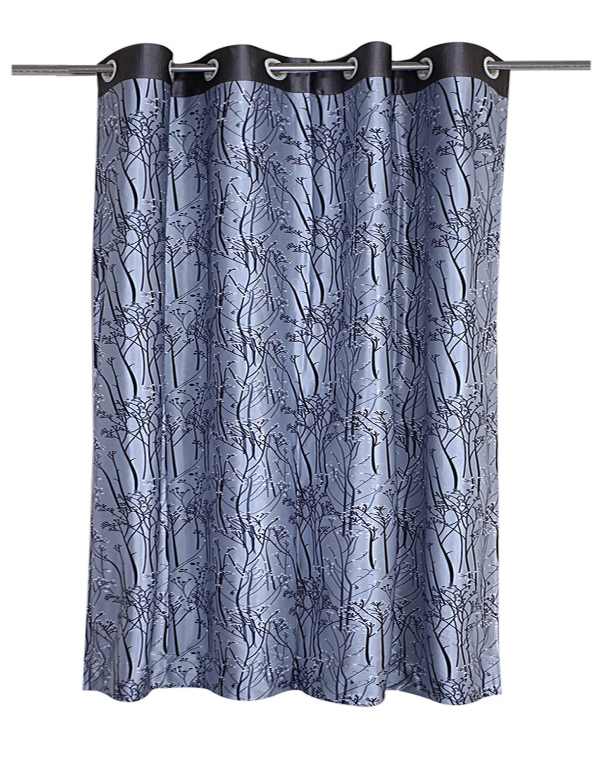 Kuber Industries Polyester Decorative 5 Feet Window Curtain|Tree Branches Print Darkening Blackout|Drapes Curatin With 8 Eyelet For Home & Office (Gray)
