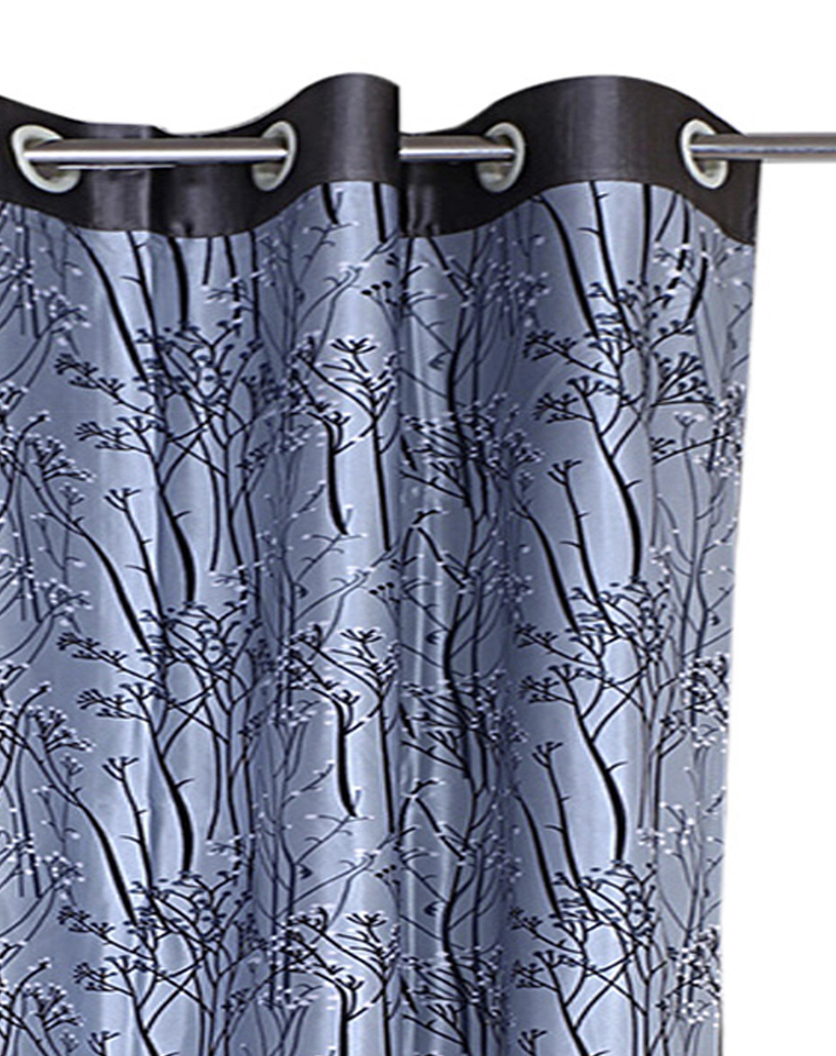 Kuber Industries Polyester Decorative 5 Feet Window Curtain|Tree Branches Print Darkening Blackout|Drapes Curatin With 8 Eyelet For Home & Office (Gray)