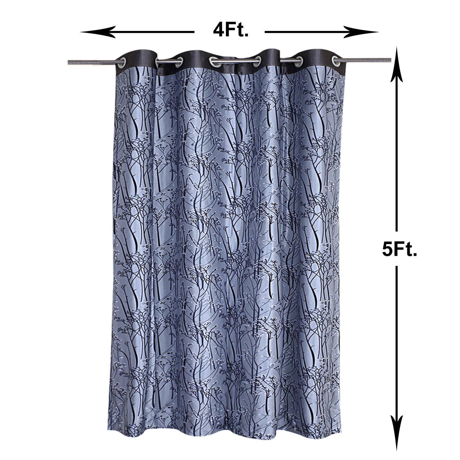 Kuber Industries Polyester Decorative 5 Feet Window Curtain|Tree Branches Print Darkening Blackout|Drapes Curatin With 8 Eyelet For Home & Office (Gray)