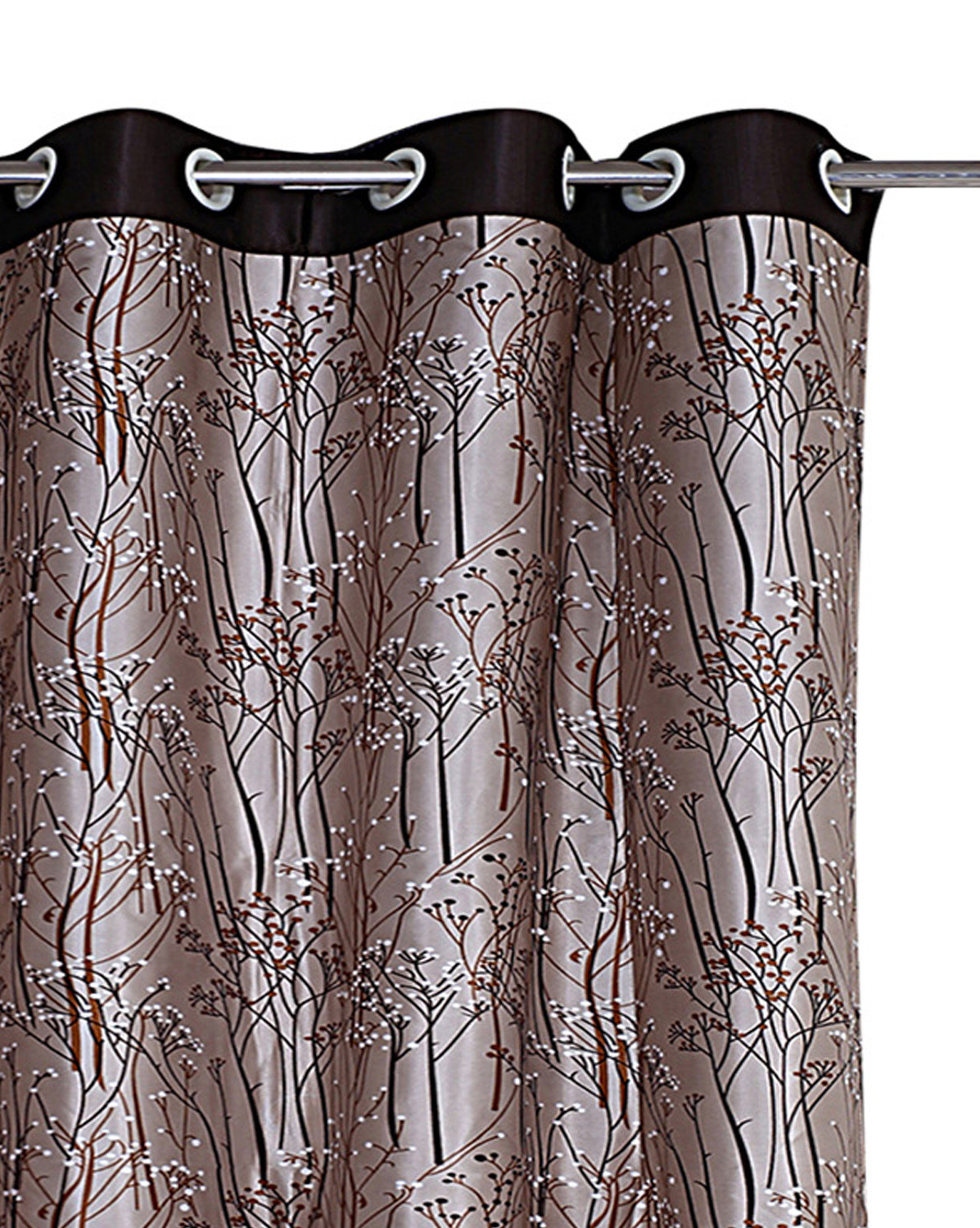Kuber Industries Polyester Decorative 5 Feet Window Curtain|Tree Branches Print Darkening Blackout|Drapes Curatin With 8 Eyelet For Home & Office (Coffee)