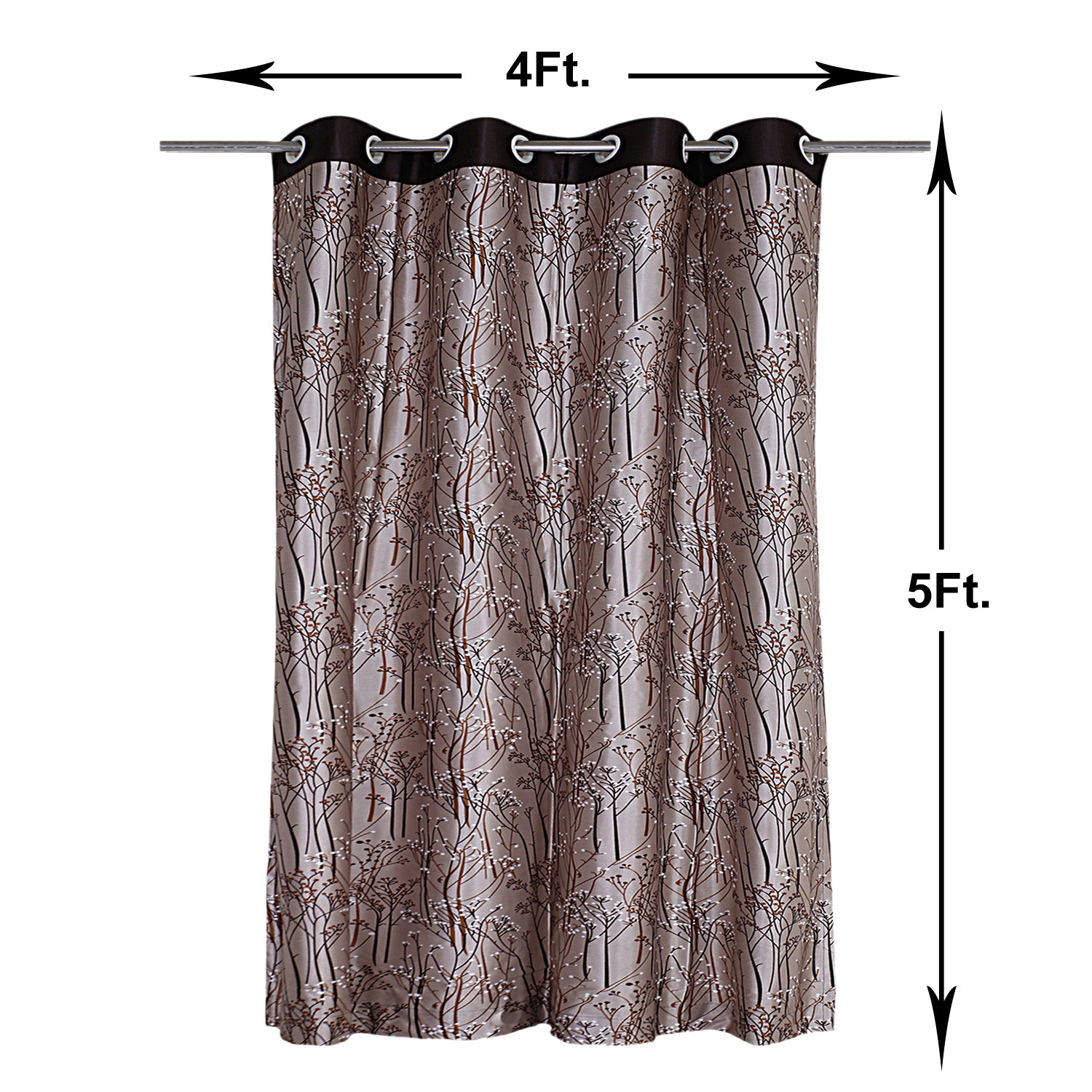 Kuber Industries Polyester Decorative 5 Feet Window CurtainTree Branches Print Darkening BlackoutDrapes Curatin With 8 Eyelet For Home  Office Coffee