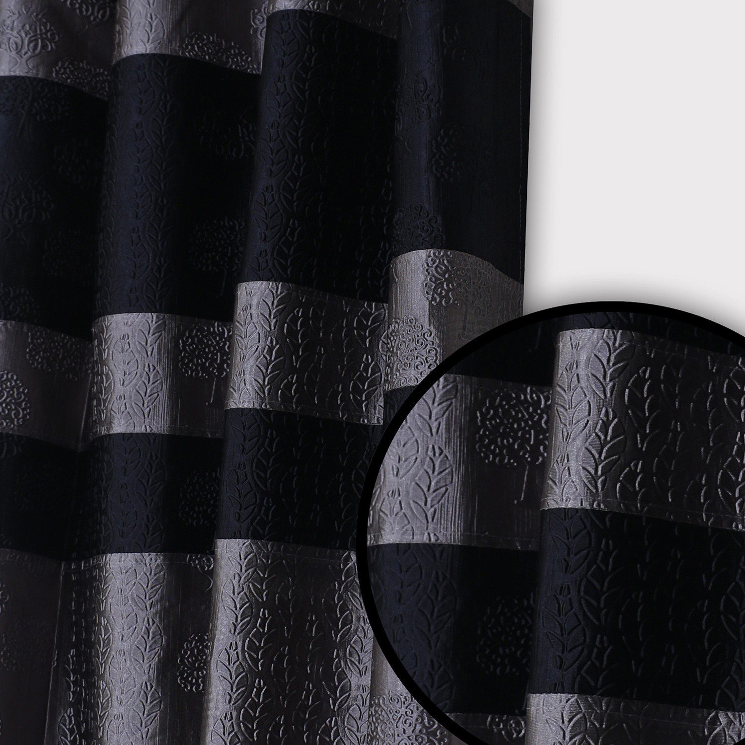 Kuber Industries Polyester Decorative 7 Feet Door Curtain |Embroidered Design Blackout Drapes Curatin With 8 Eyelet For Home & Office (Gray & Black)