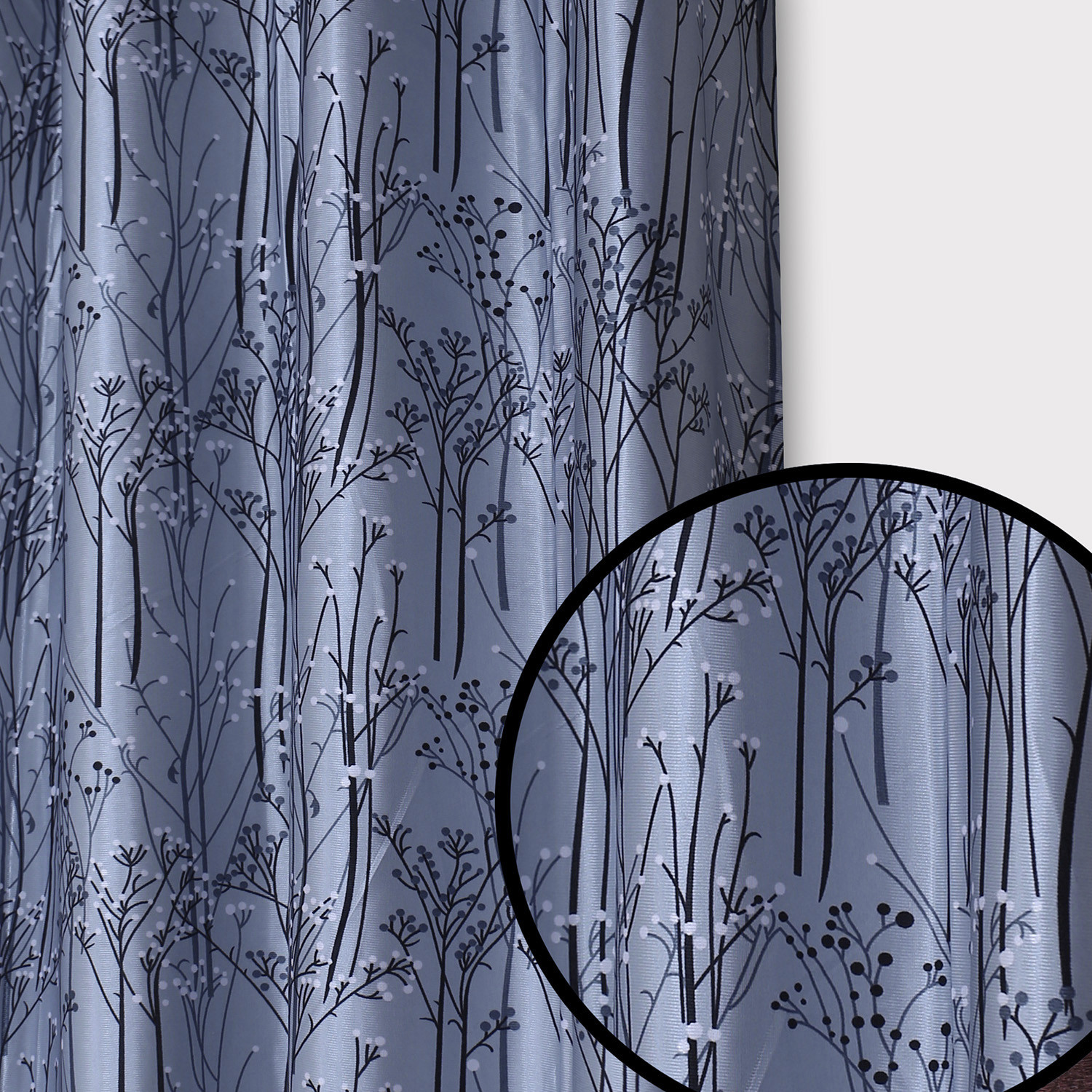Kuber Industries Polyester Decorative 7 Feet Door Curtain|Tree Branches Print Blackout Drapes Curatin With 8 Eyelet For Home & Office (Gray)