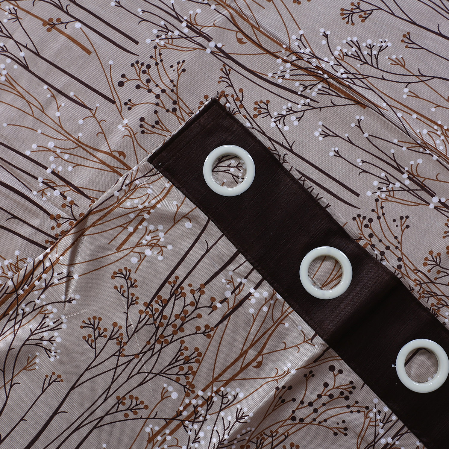 Kuber Industries Polyester Decorative 7 Feet Door Curtain|Tree Branches Print Blackout Drapes Curatin With 8 Eyelet For Home & Office (Coffee)