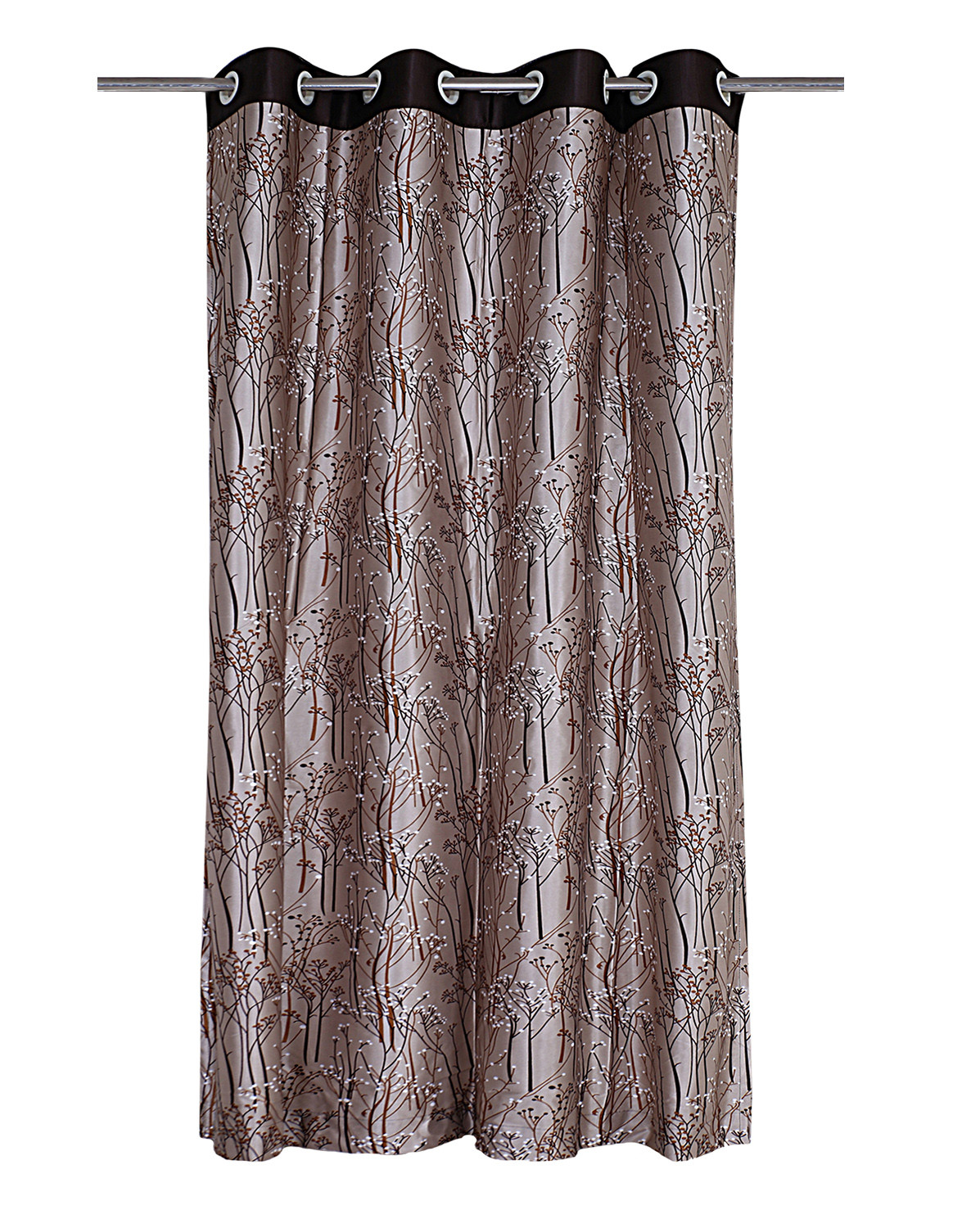 Kuber Industries Polyester Decorative 7 Feet Door Curtain|Tree Branches Print Blackout Drapes Curatin With 8 Eyelet For Home & Office (Coffee)