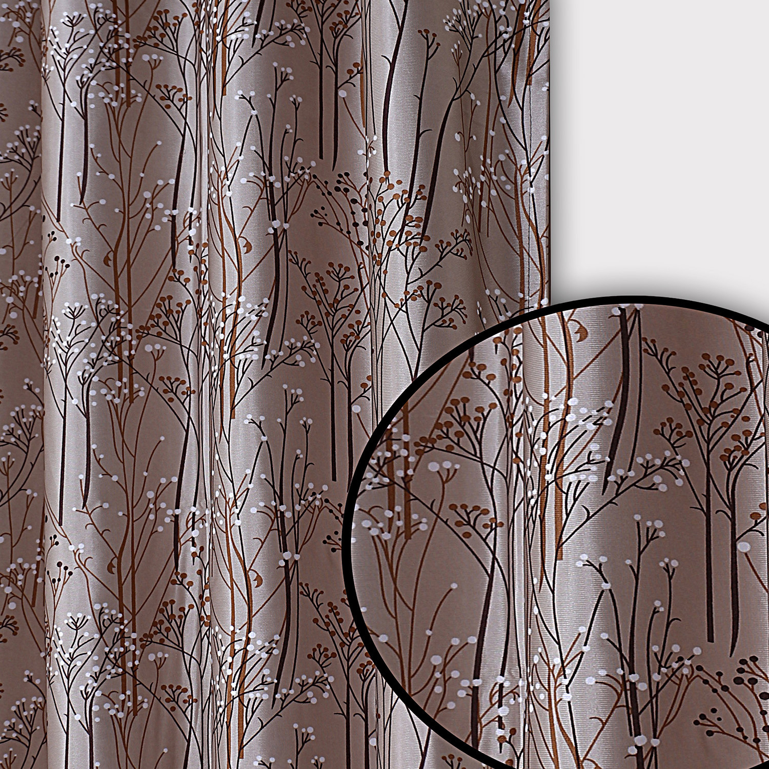 Kuber Industries Polyester Decorative 7 Feet Door Curtain|Tree Branches Print Blackout Drapes Curatin With 8 Eyelet For Home & Office (Coffee)