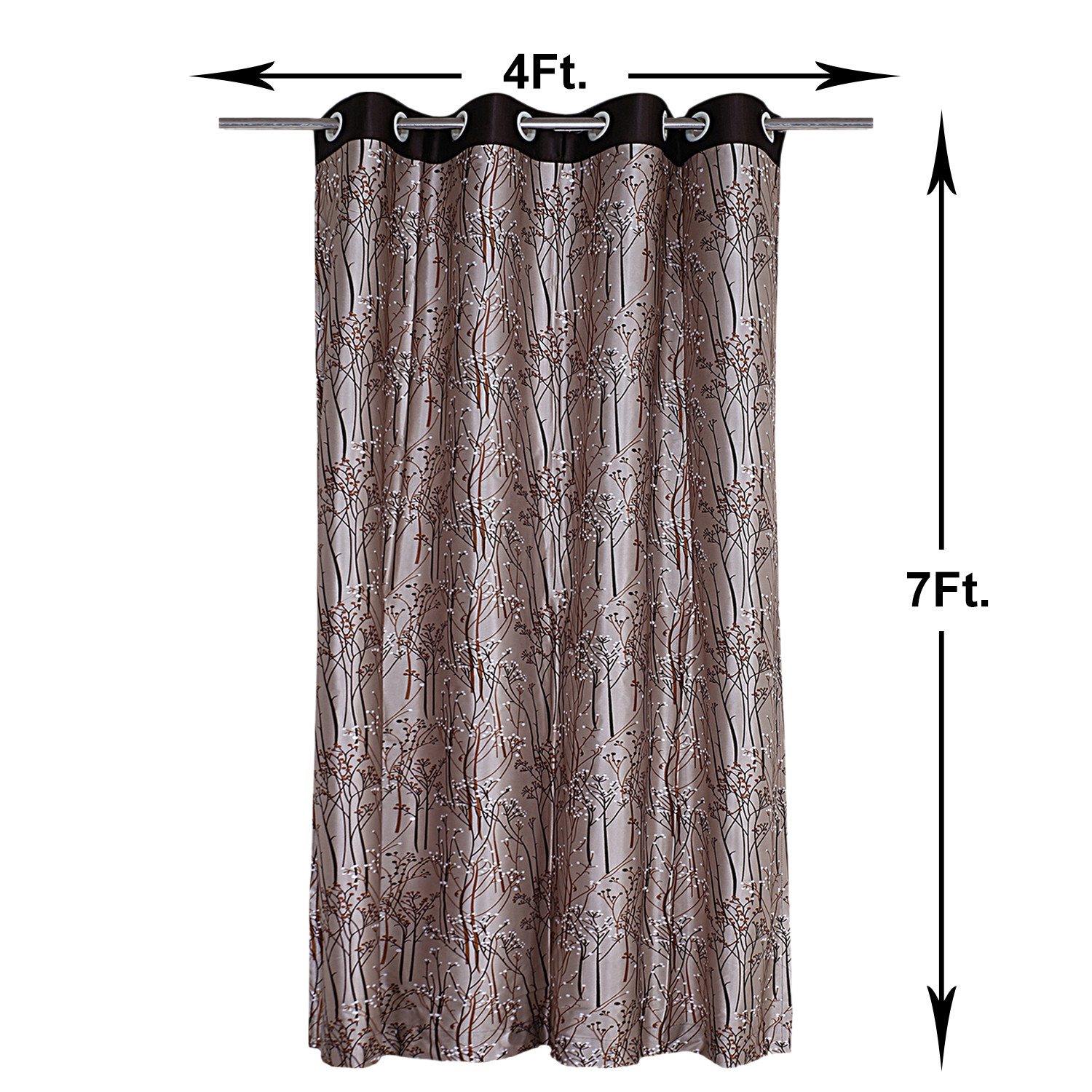 Kuber Industries Polyester Decorative 7 Feet Door Curtain|Tree Branches Print Blackout Drapes Curatin With 8 Eyelet For Home & Office (Coffee)