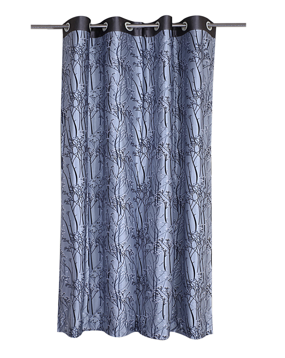 Kuber Industries Polyester Decorative 9 Feet Long Door Curtain|Tree Branches Print Blackout Drapes Curatin With 8 Eyelet For Home & Office (Gray)