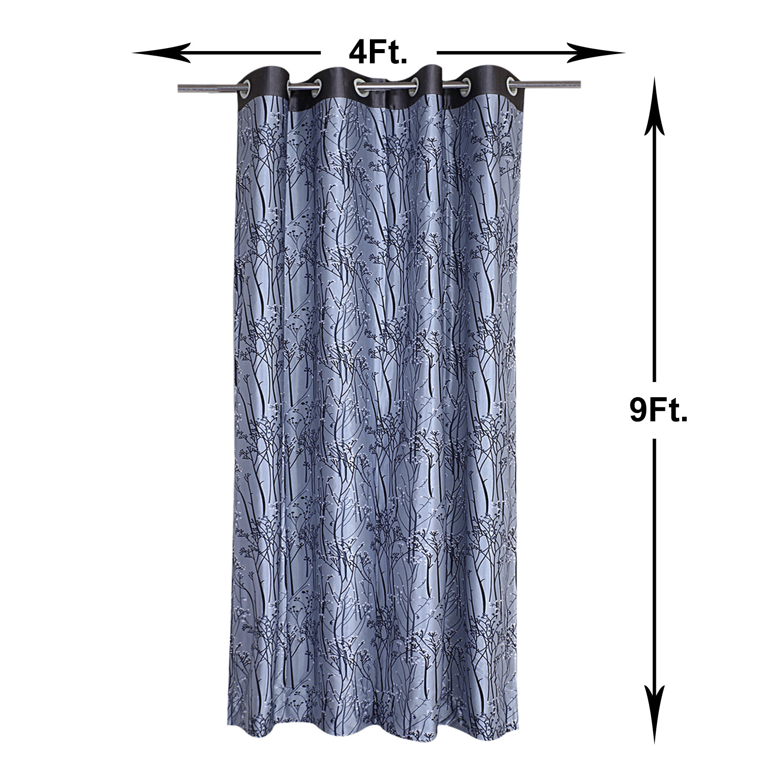 Kuber Industries Polyester Decorative 9 Feet Long Door Curtain|Tree Branches Print Blackout Drapes Curatin With 8 Eyelet For Home & Office (Gray)