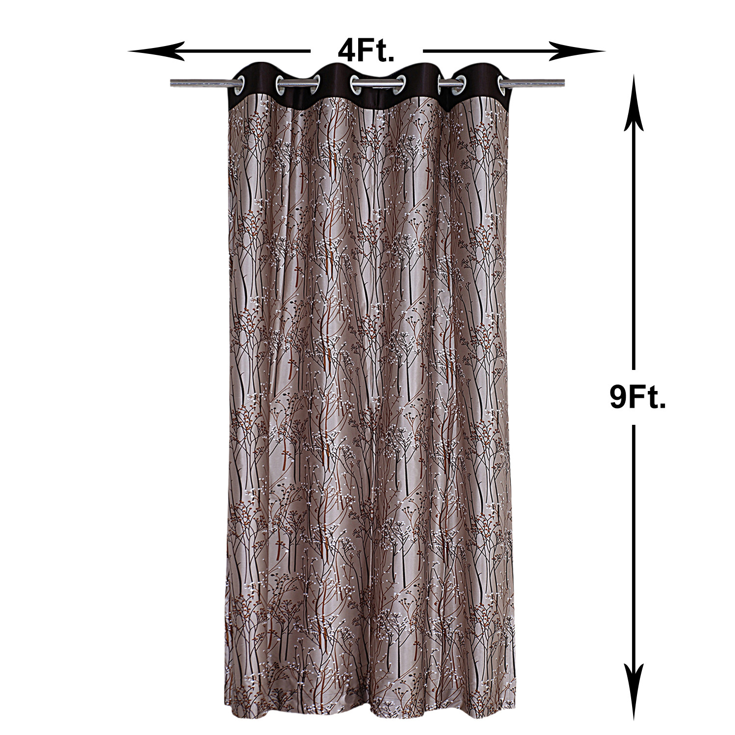 Kuber Industries Polyester Decorative 9 Feet Long Door Curtain|Tree Branches Print Blackout Drapes Curatin With 8 Eyelet For Home & Office (Coffee)