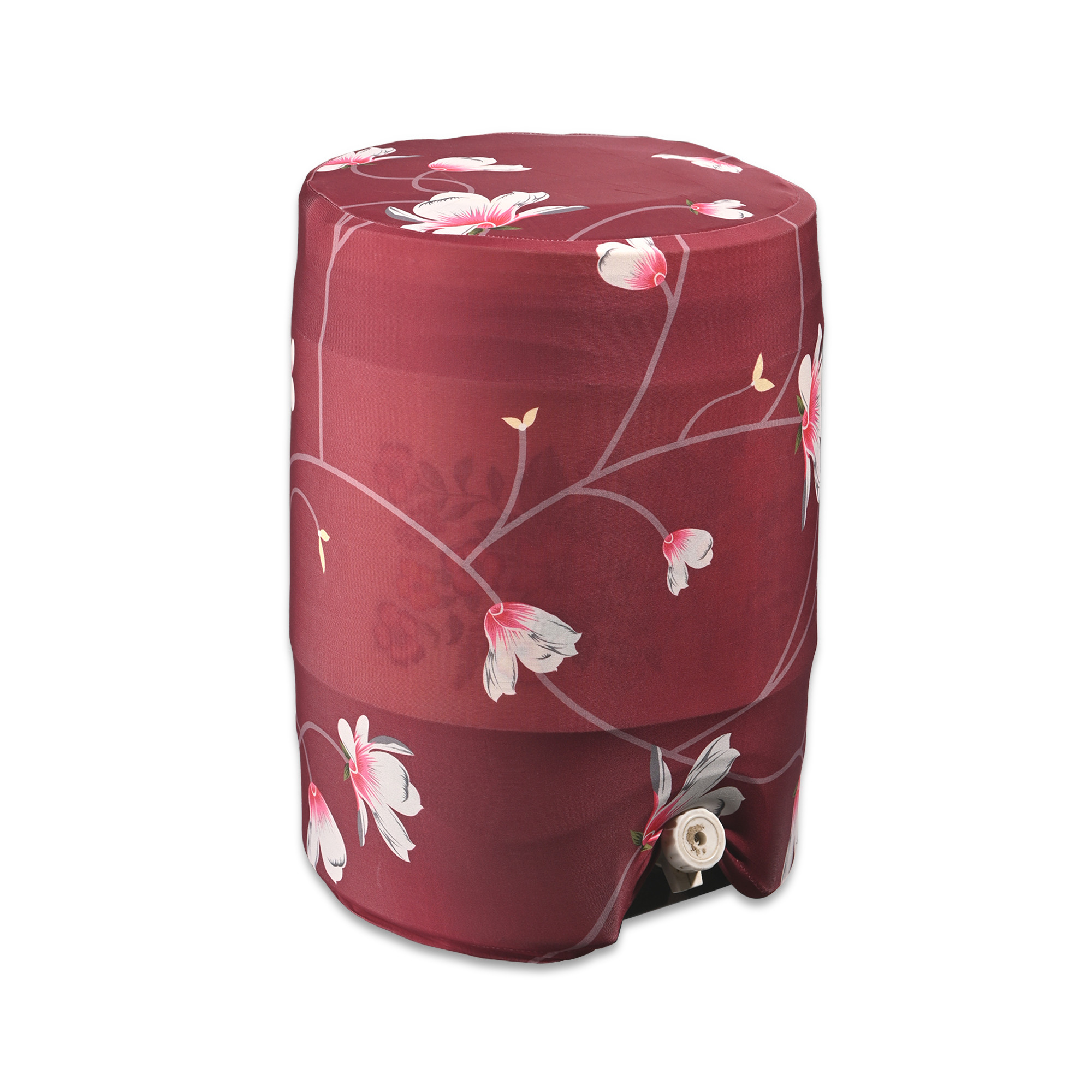 Kuber Industries Polyester Dispenser Bottle Cover  Easy-To-Clean  Machine Washable Camper Cover - Ideal for Home Office Hospital  Outdoor Use  Flower Print - Maroon