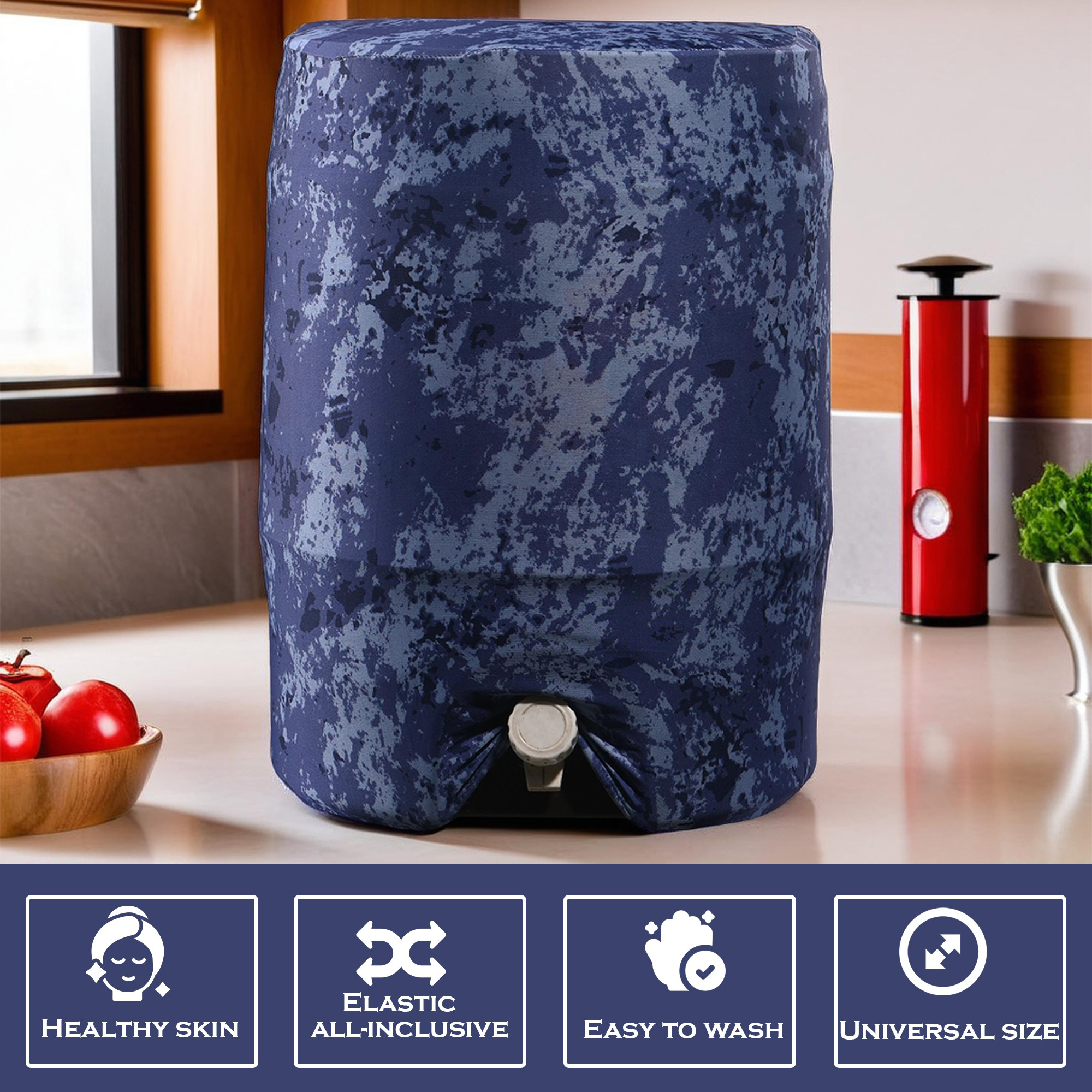 Kuber Industries Polyester Dispenser Bottle Cover  Easy-To-Clean  Machine Washable Camper Cover - Ideal for Home Office Hospital  Outdoor Use  Camo Print - Blue
