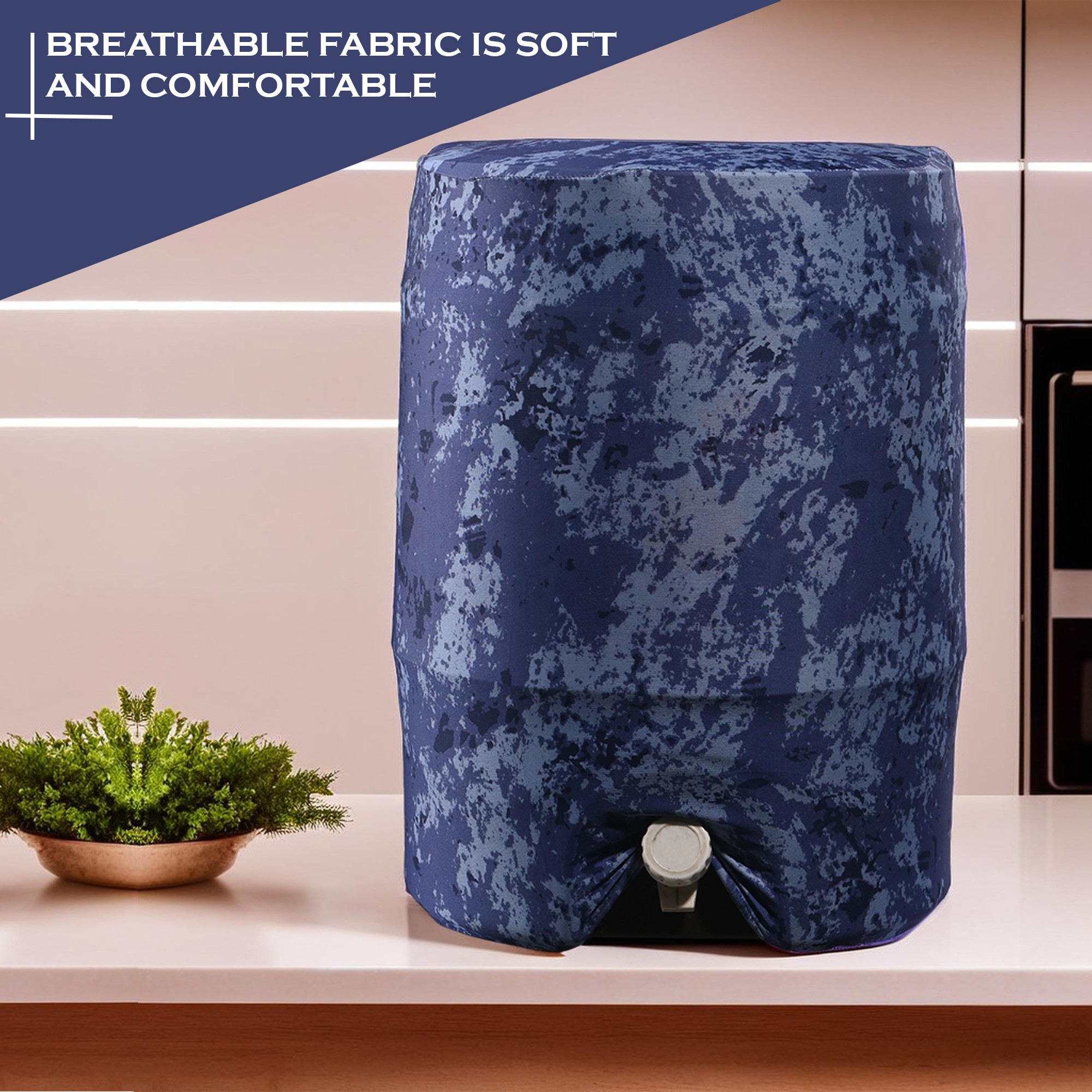 Kuber Industries Polyester Dispenser Bottle Cover  Easy-To-Clean  Machine Washable Camper Cover - Ideal for Home Office Hospital  Outdoor Use  Camo Print - Blue
