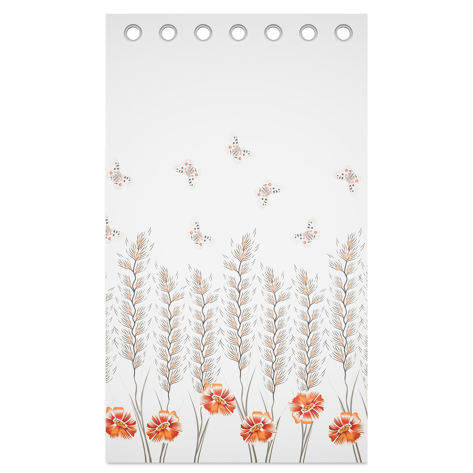 Kuber Industries Polyester Door Curtains 7 Feet Long  Aesthetic Curtains for Bedroom and Living Room Decoration  Kitchen and Room Parda  Digital Butterfly - White