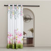 Polyester Door Curtains 7 Feet Long | Aesthetic Curtains for Bedroom and Living Room Decoration | Kitchen and Room Parda | Digital Lotus Flower - White