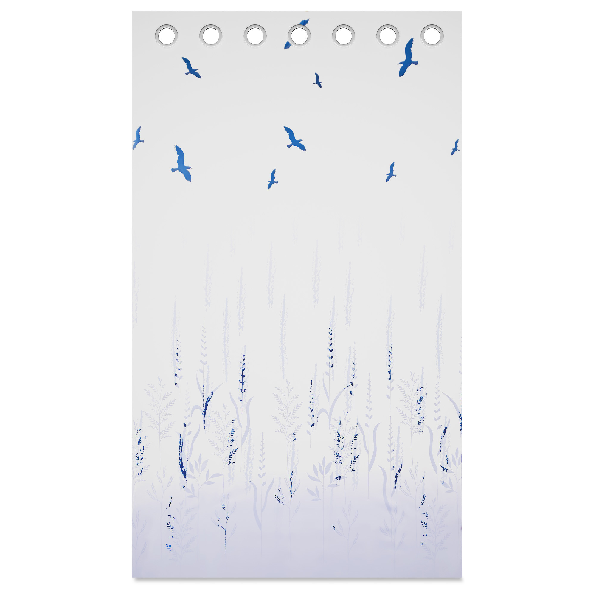 Kuber Industries Polyester Door Curtains 7 Feet Long  Aesthetic Curtains for Bedroom and Living Room Decoration  Kitchen and Room Parda  Digital Birds - White  Grey