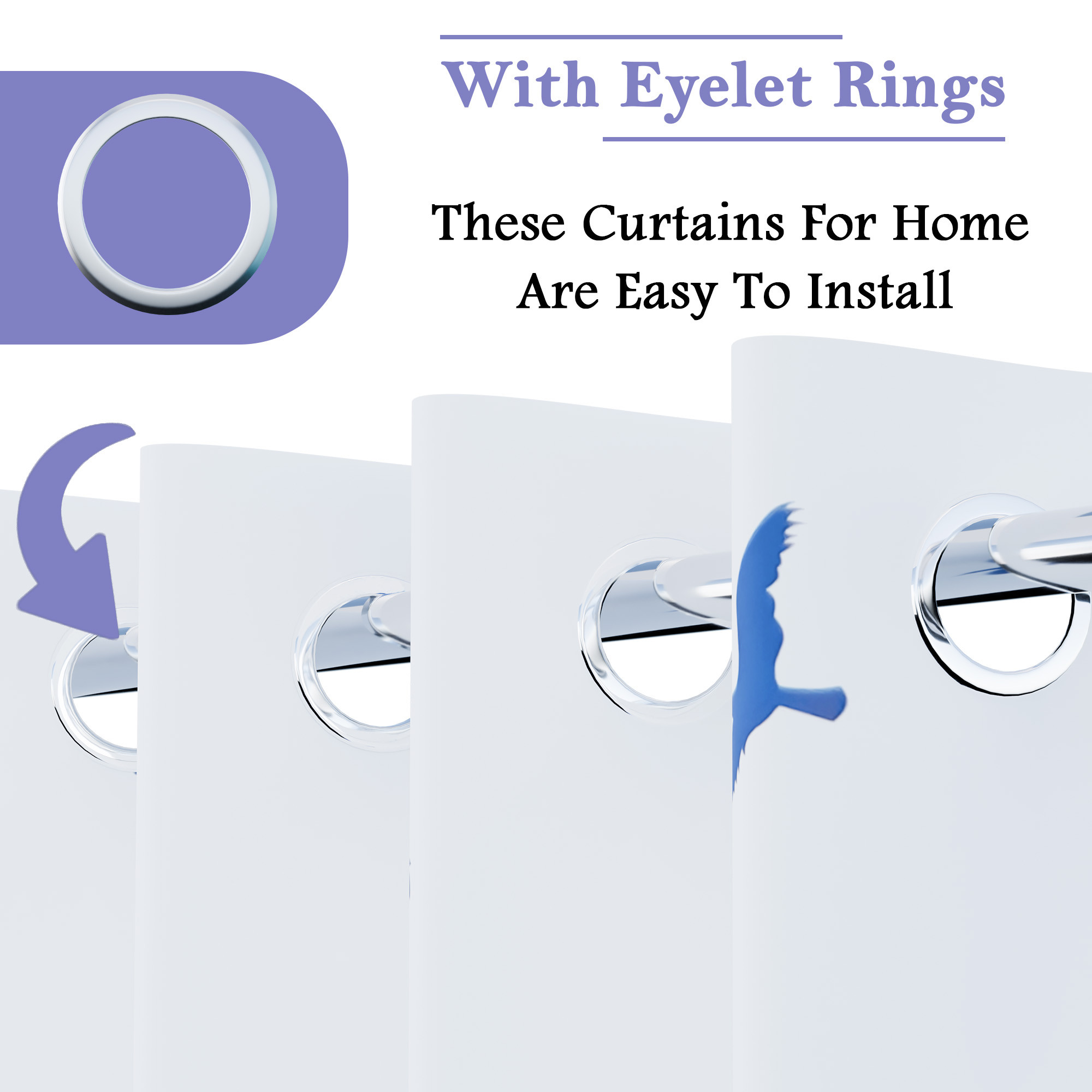 Kuber Industries Polyester Door Curtains 7 Feet Long  Aesthetic Curtains for Bedroom and Living Room Decoration  Kitchen and Room Parda  Digital Birds - White  Grey