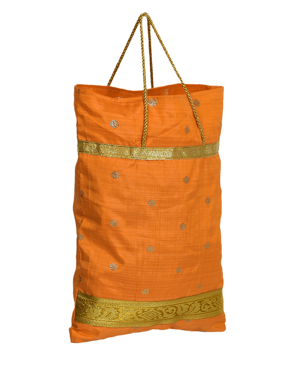 Kuber Industries Polyester Dot Design Foldable Potli|Shopping|Gifting, Hand Bag With Handle (Yellow)
