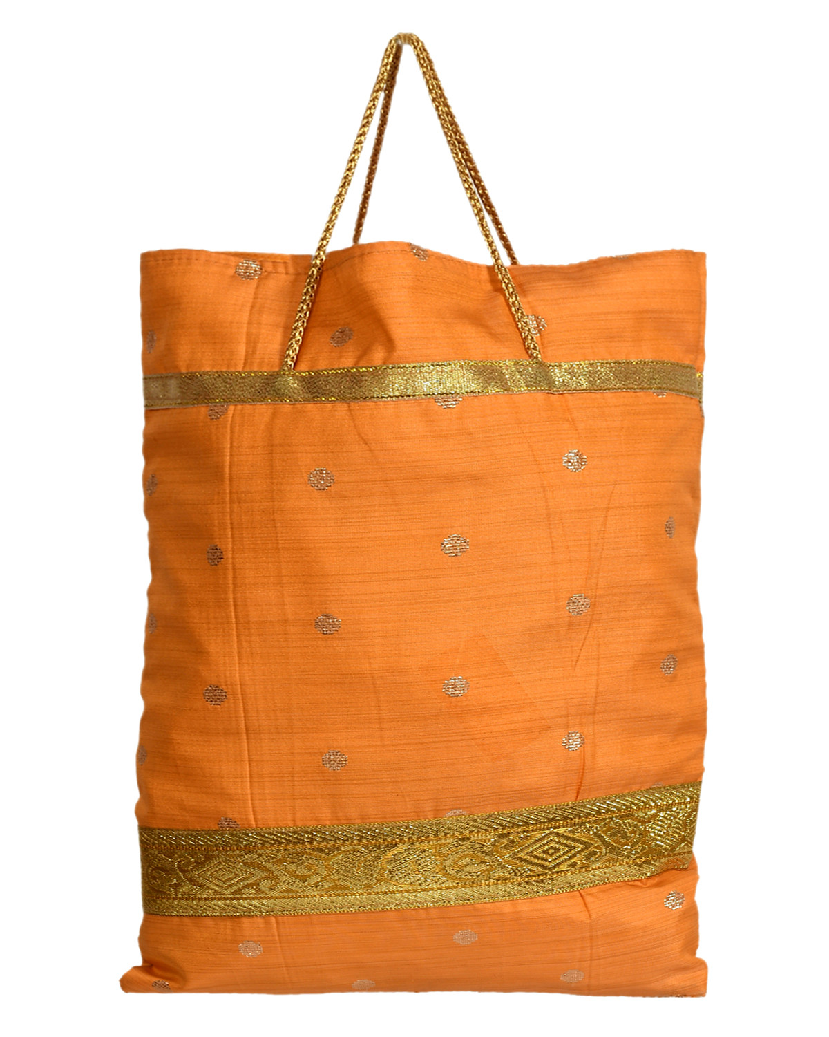 Kuber Industries Polyester Dot Design Foldable Potli|Shopping|Gifting, Hand Bag With Handle (Yellow)
