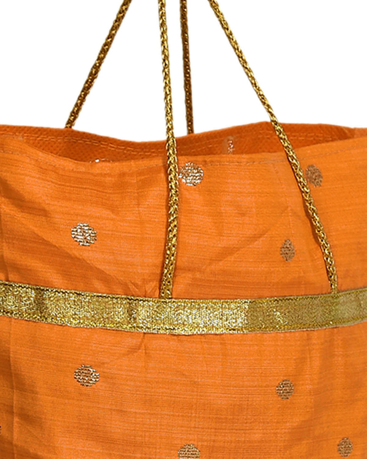 Kuber Industries Polyester Dot Design Foldable Potli|Shopping|Gifting, Hand Bag With Handle (Yellow)