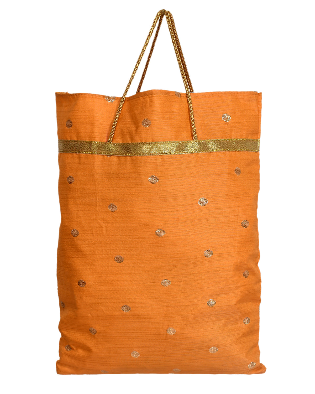 Kuber Industries Polyester Dot Design Foldable Potli|Shopping|Gifting, Hand Bag With Handle (Yellow)