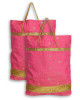 Kuber Industries Polyester Dot Print Hand Bag/Grocery Bag For Women/Girls With Handle (Pink) 54KM4055