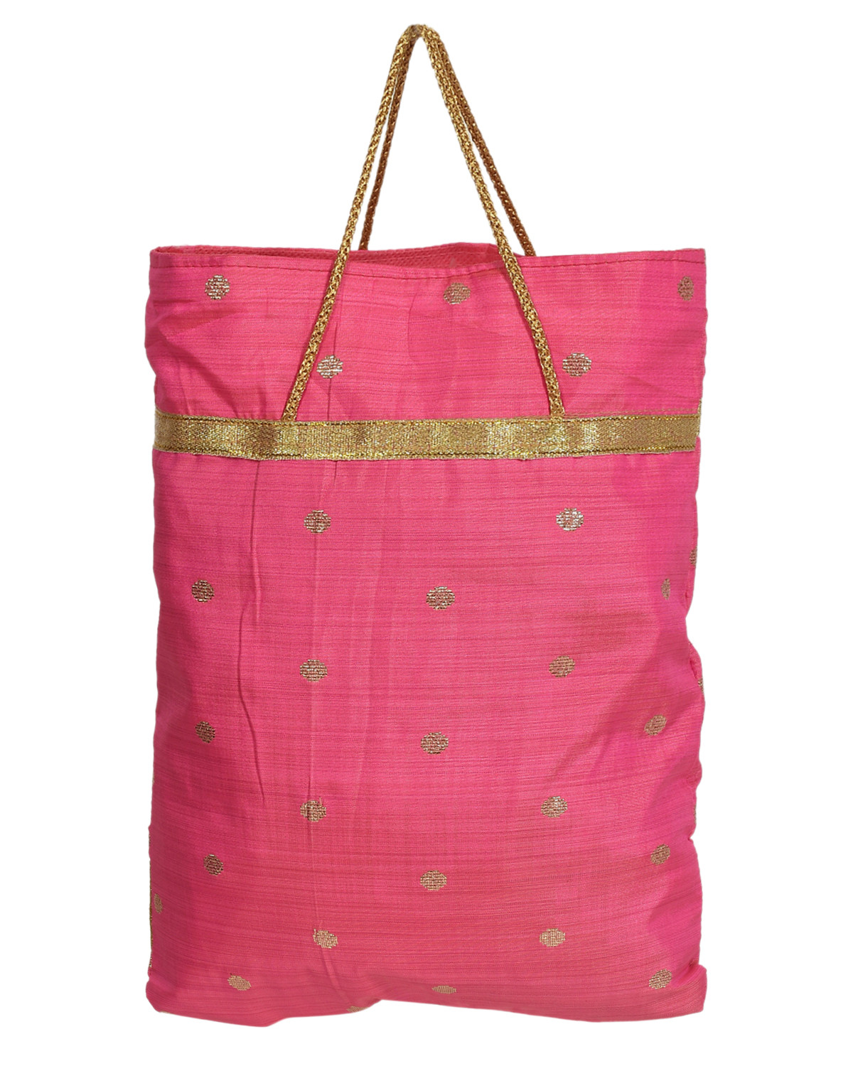 Kuber Industries Polyester Dot Print Hand Bag/Grocery Bag For Women/Girls With Handle (Pink) 54KM4055