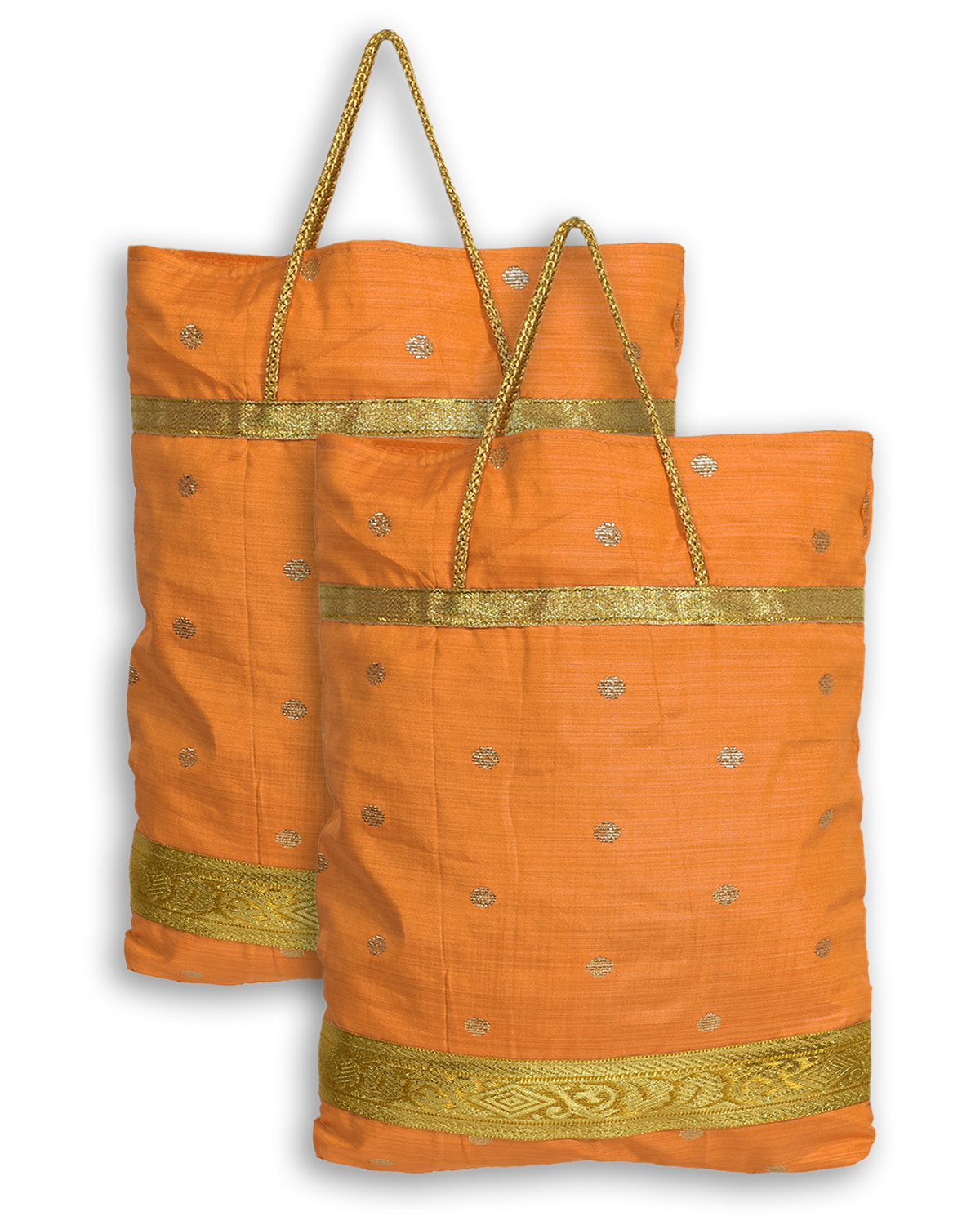 Kuber Industries Polyester Dot Print Hand Bag/Grocery Bag For Women/Girls With Handle (Yellow) 54KM4050