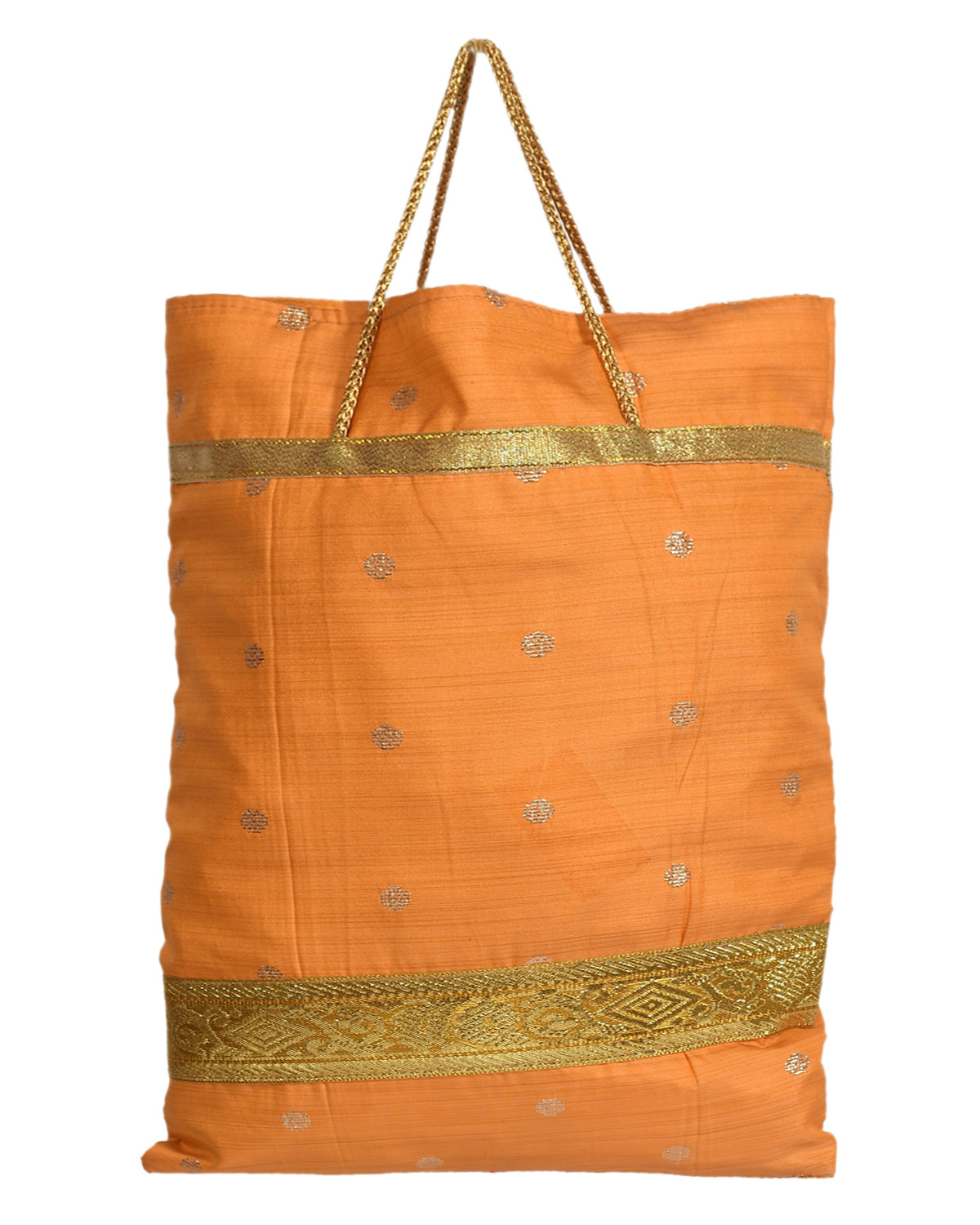 Kuber Industries Polyester Dot Print Hand Bag/Grocery Bag For Women/Girls With Handle (Yellow) 54KM4050
