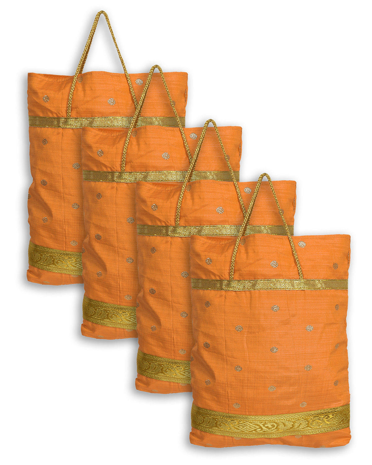Kuber Industries Polyester Dot Print Hand Bag/Grocery Bag For Women/Girls With Handle (Yellow) 54KM4050