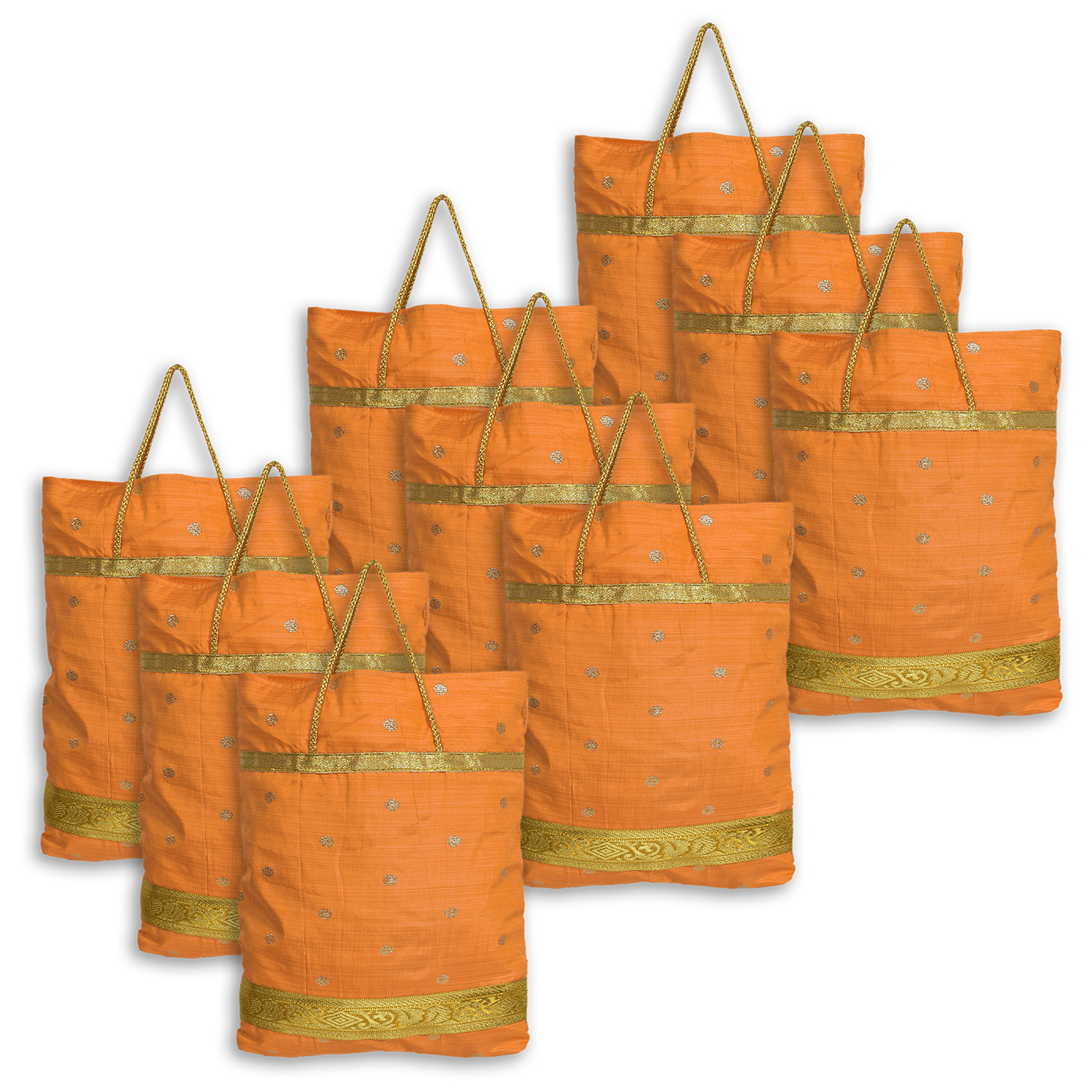 Kuber Industries Polyester Dot Print Hand Bag/Grocery Bag For Women/Girls With Handle (Yellow) 54KM4050