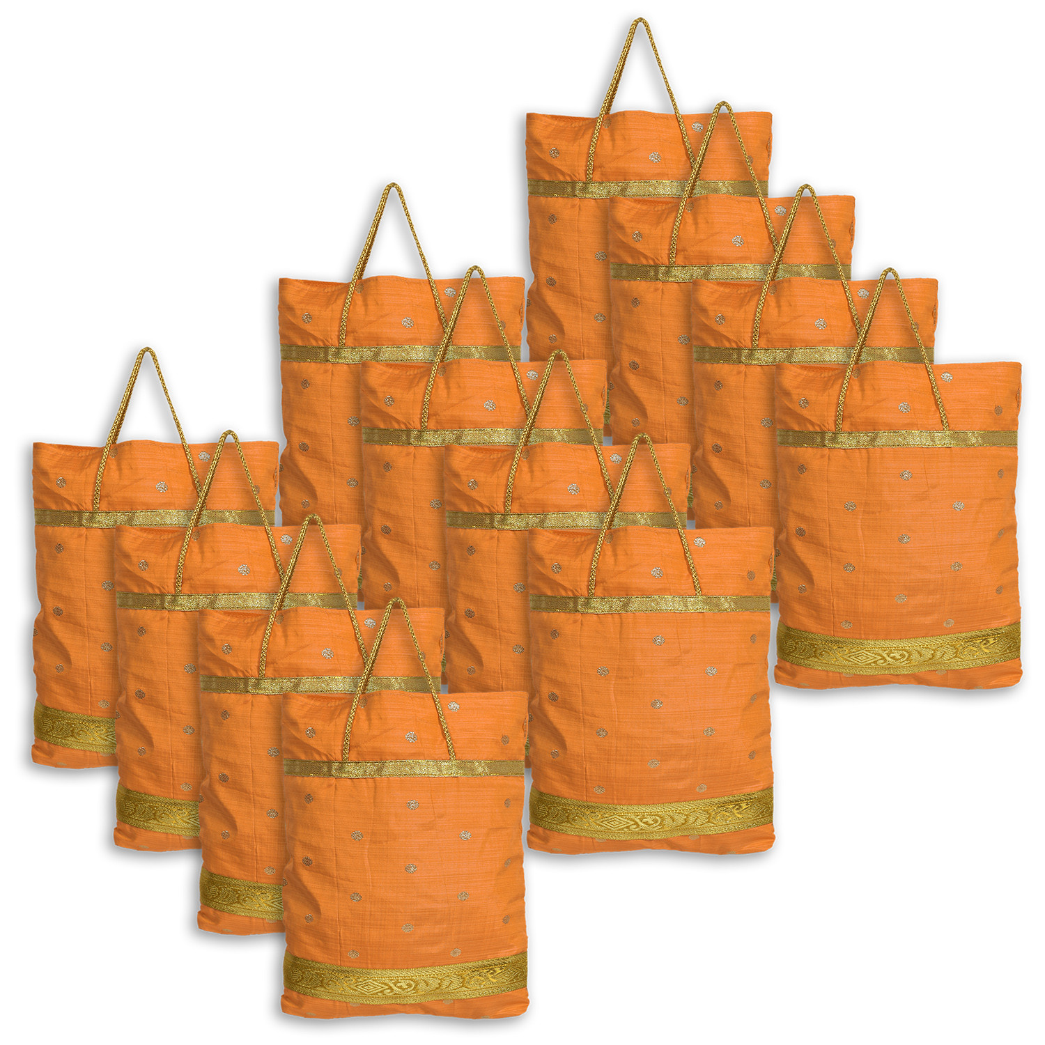 Kuber Industries Polyester Dot Print Hand Bag/Grocery Bag For Women/Girls With Handle (Yellow) 54KM4050