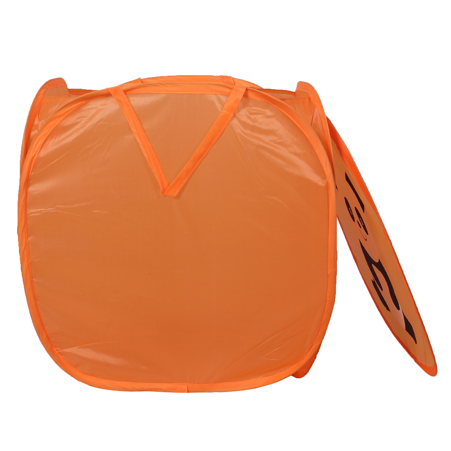Kuber Industries Polyester Durable & Collapsible Panda Print Square Laundry Basket|Clothes Storage Box With Lid & Side Handles,45 Ltr.(Orange)