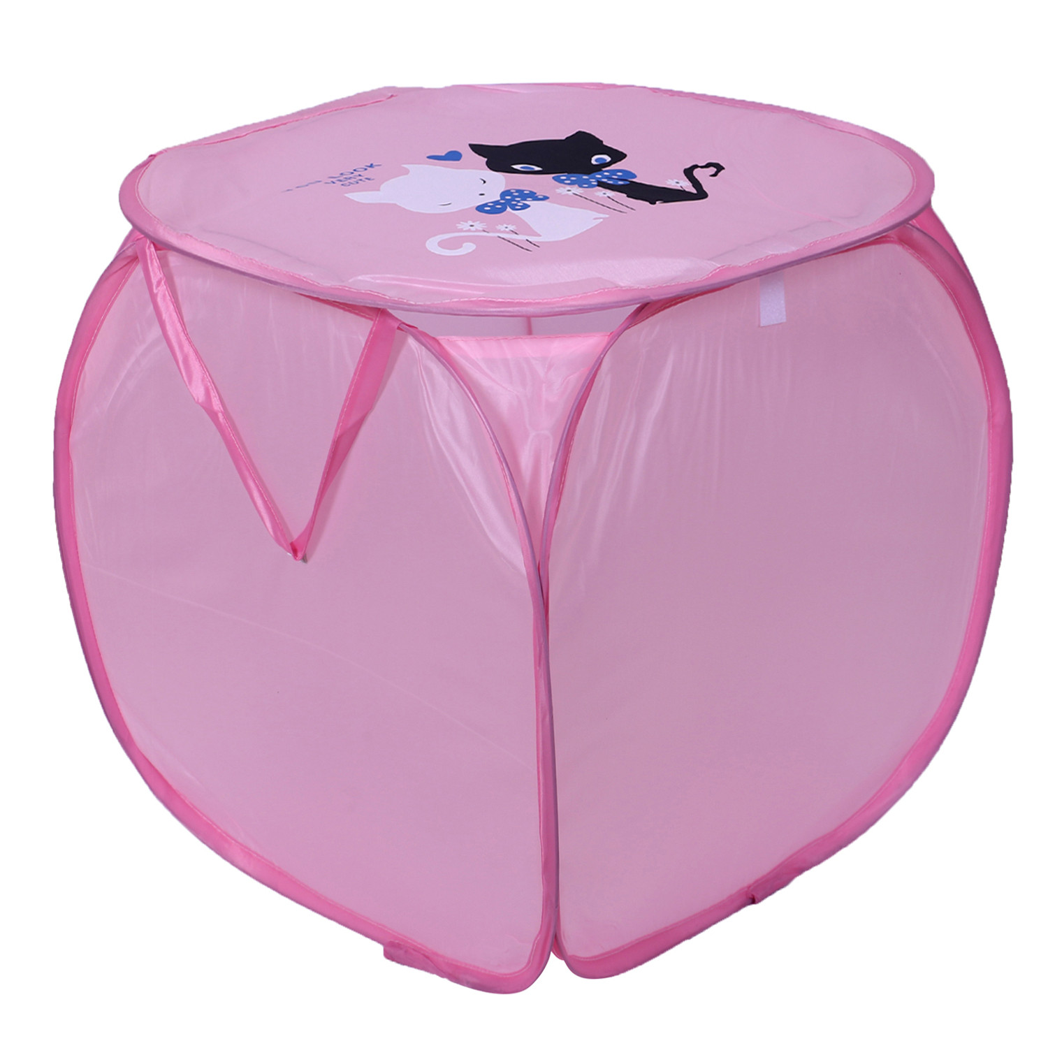 Kuber Industries Polyester Durable & Collapsible Square Laundry Basket|Clothes Storage Box With Lid & Side Handles,45 Ltr.(Pink)