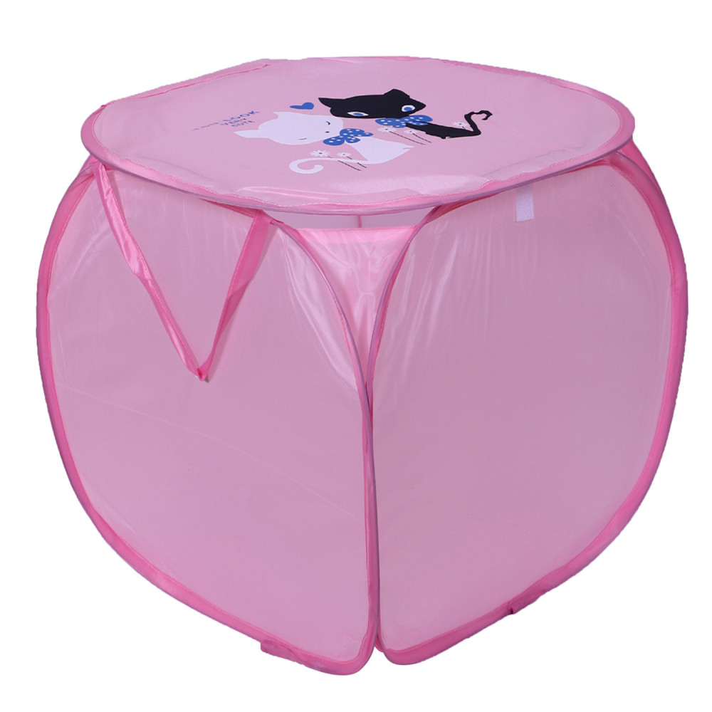 Kuber Industries Polyester Durable &amp; Collapsible Square Laundry Basket|Clothes Storage Box With Lid &amp; Side Handles,45 Ltr.(Pink)