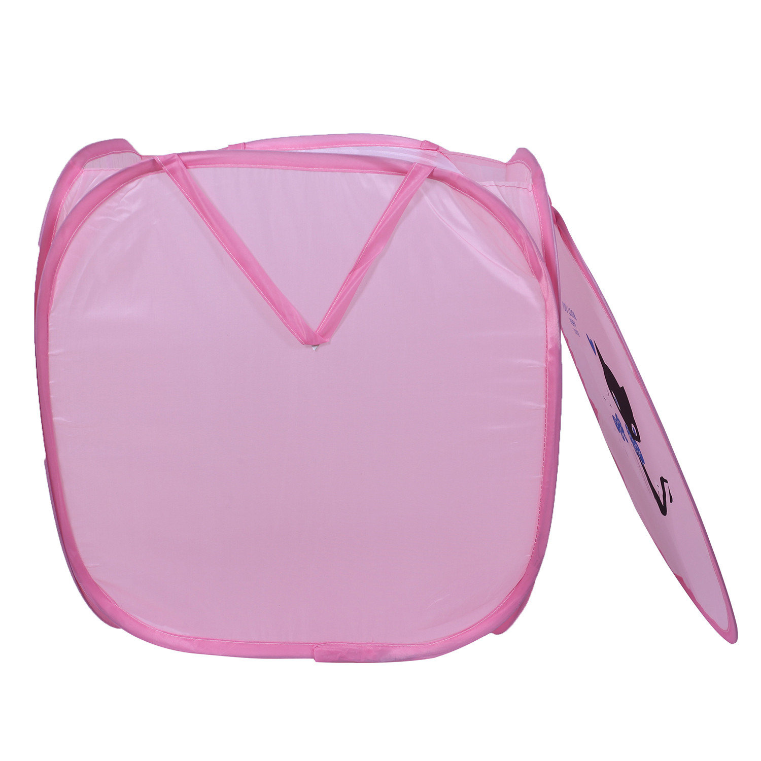 Kuber Industries Polyester Durable & Collapsible Square Laundry Basket|Clothes Storage Box With Lid & Side Handles,45 Ltr.(Pink)