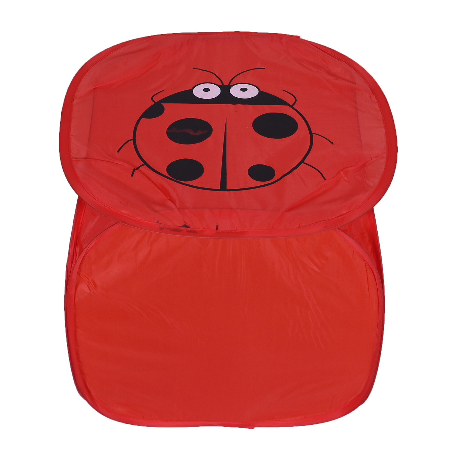 Kuber Industries Polyester Durable & Collapsible Square Laundry Basket|Clothes Storage Box With Lid & Side Handles,45 Ltr.(Red)