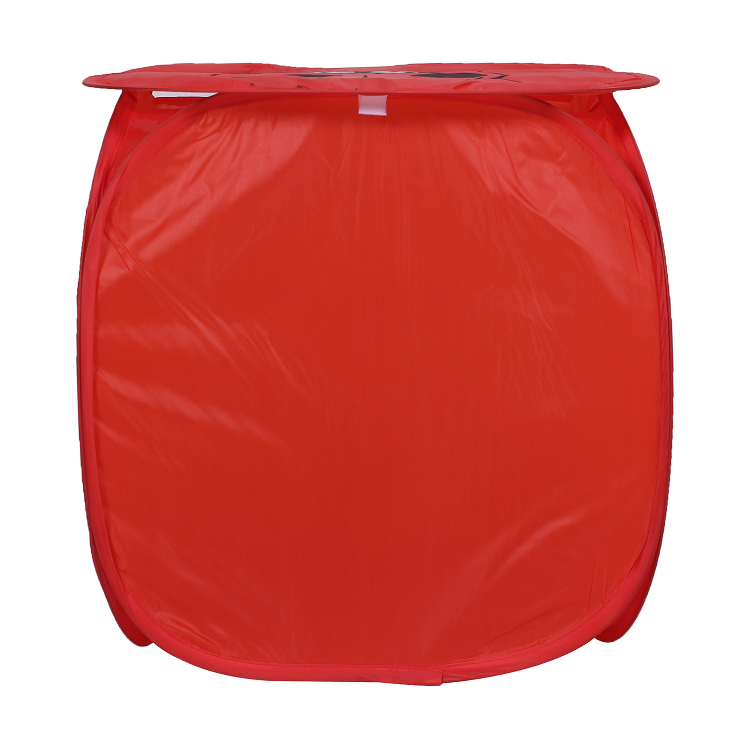 Kuber Industries Polyester Durable & Collapsible Square Laundry Basket|Clothes Storage Box With Lid & Side Handles,45 Ltr.(Red)