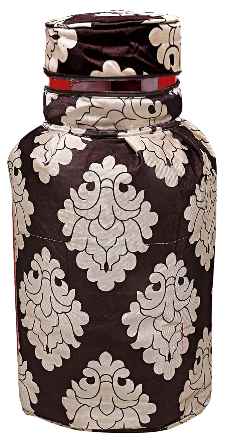 Kuber Industries Polyester Dust-Water Proof LPG Gas Cylinder Cover (Brown)-Pack of 2-KUBMART15482 (Model Number: KUBMART015482)