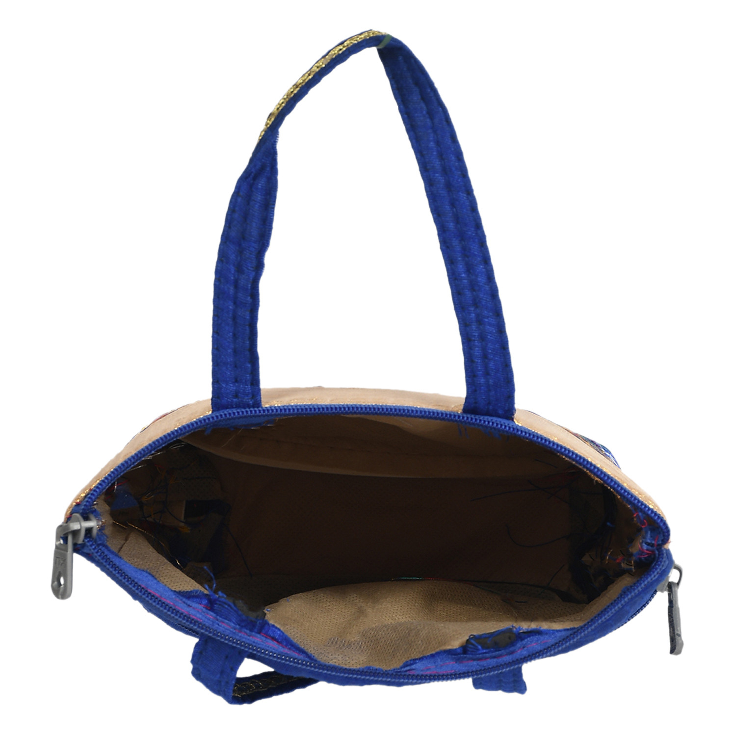 Kuber Industries Polyester Elephant Print Hand Bag For Women/Girls With Handle (Blue) 54KM4033