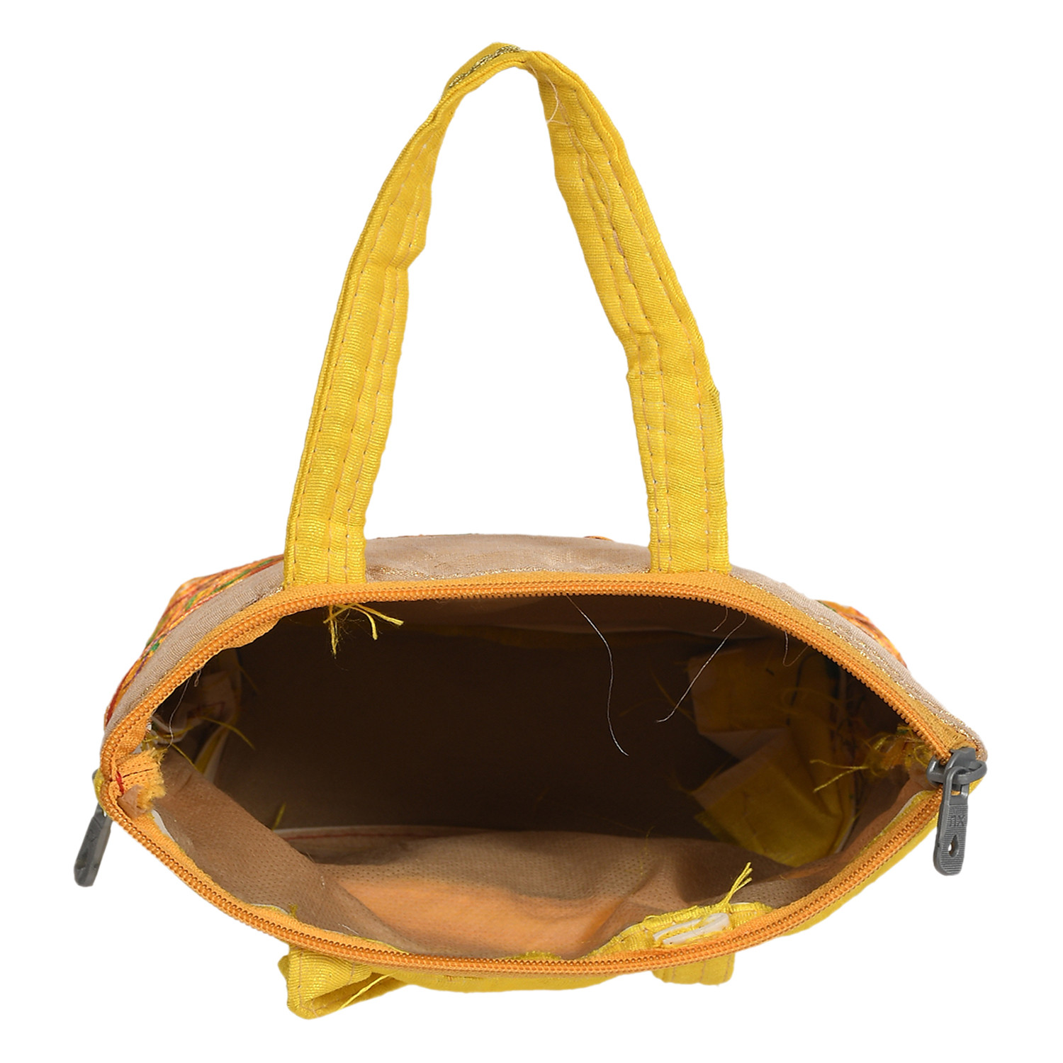 Kuber Industries Polyester Elephant Print Hand Bag For Women/Girls With Handle (Yellow) 54KM4035