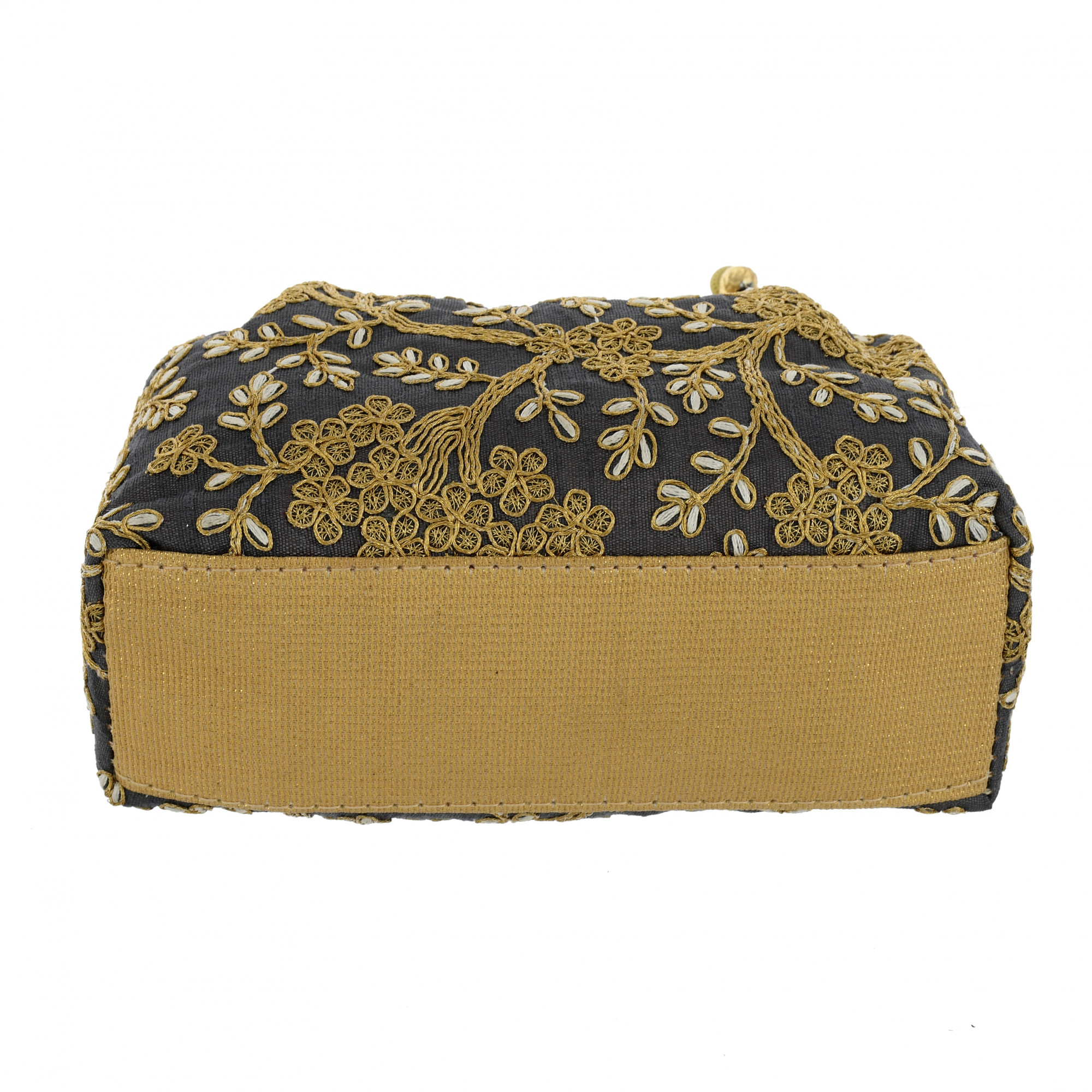Kuber Industries Polyester Embroidered Potli Batwa Pouch Bag for Women (Grey)