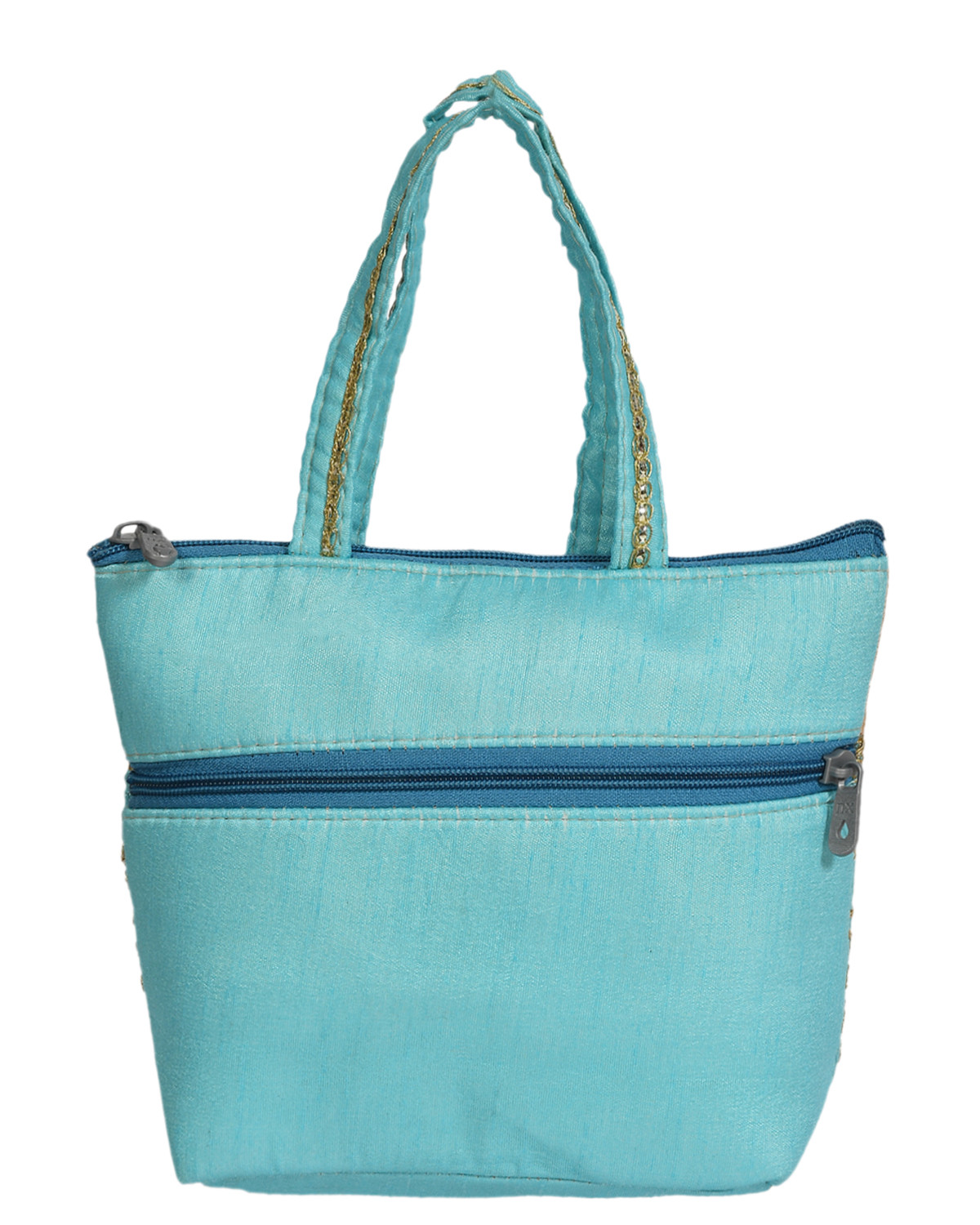 Kuber Industries Polyester Embroidery Design Hand Bag For Women/Girls With Handle (Blue) 54KM4030