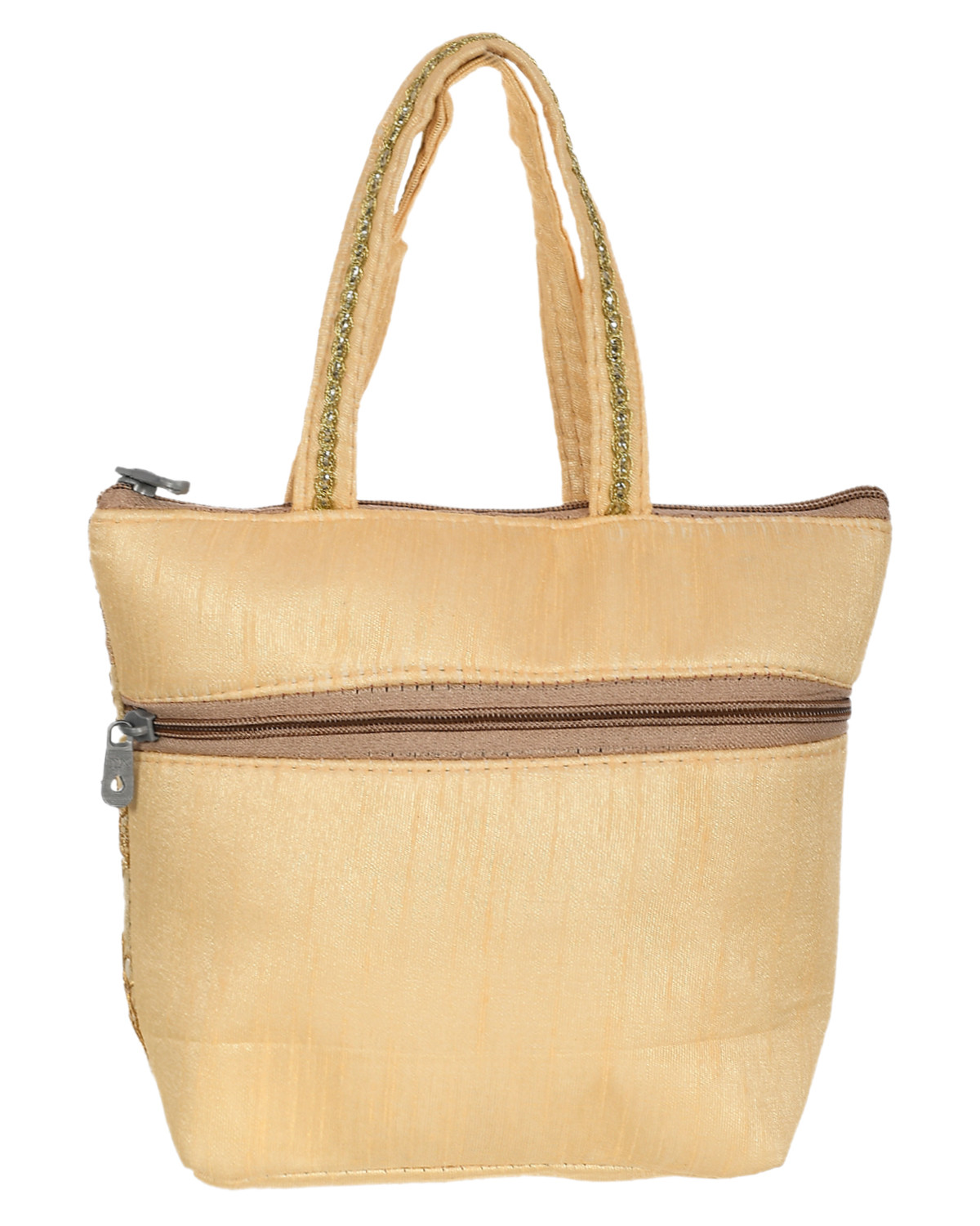 Kuber Industries Polyester Embroidery Design Hand Bag For Women/Girls With Handle (Cream) 54KM4028