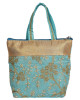 Kuber Industries Polyester Embroidery Design Hand Bag For Women/Girls With Handle (Sky Blue) 54KM4038