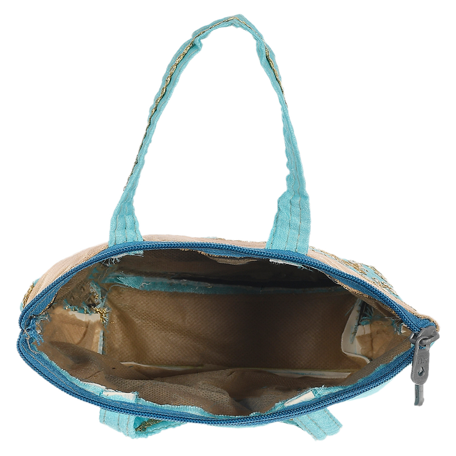 Kuber Industries Polyester Embroidery Design Hand Bag For Women/Girls With Handle (Sky Blue) 54KM4038