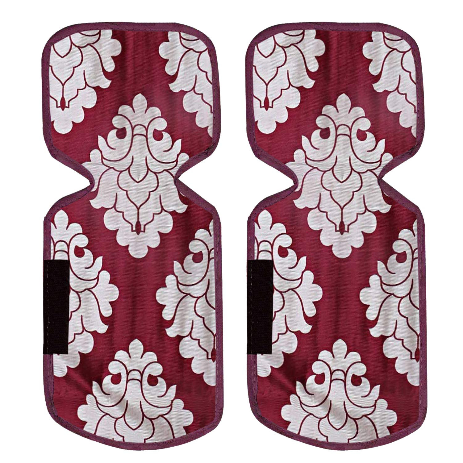 Kuber Industries polyester Floral Print Fridge Handle Cover/Refrigerator Handle Cover For Home & Kitchen Pack Of 2 (Maroon)